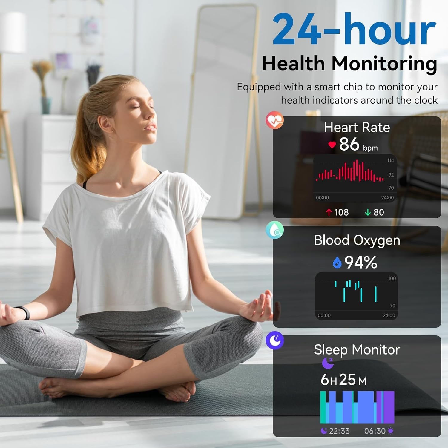 Smart Watch with Alexa Built-in, 1.83″ HD Health Fitness Tracker, Bluetooth Call