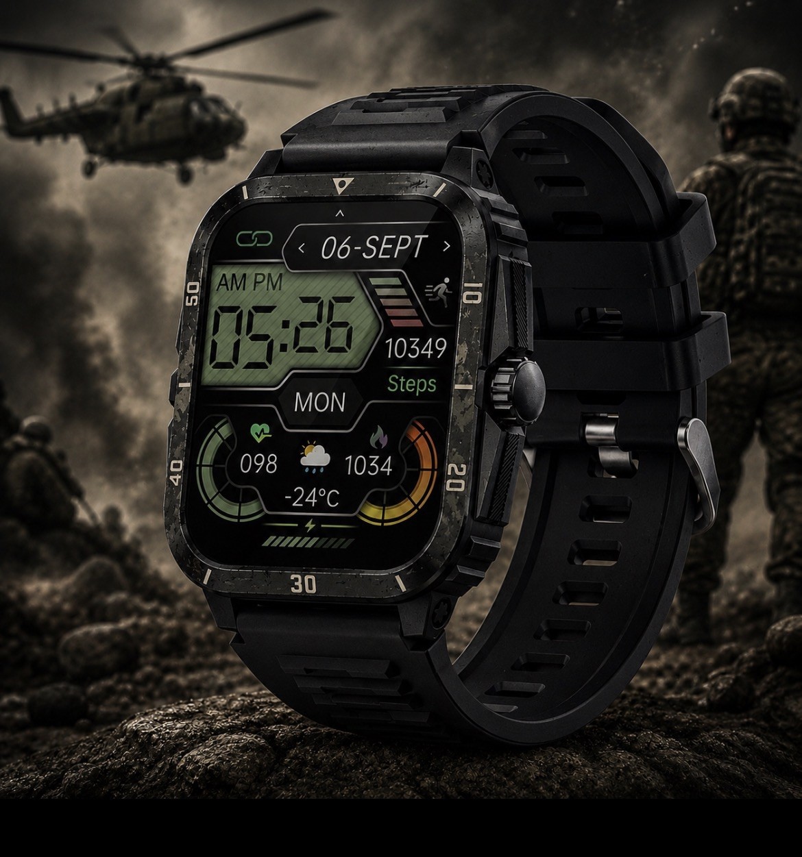 Military Smart Watch Touch Screen, Bluetooth Call