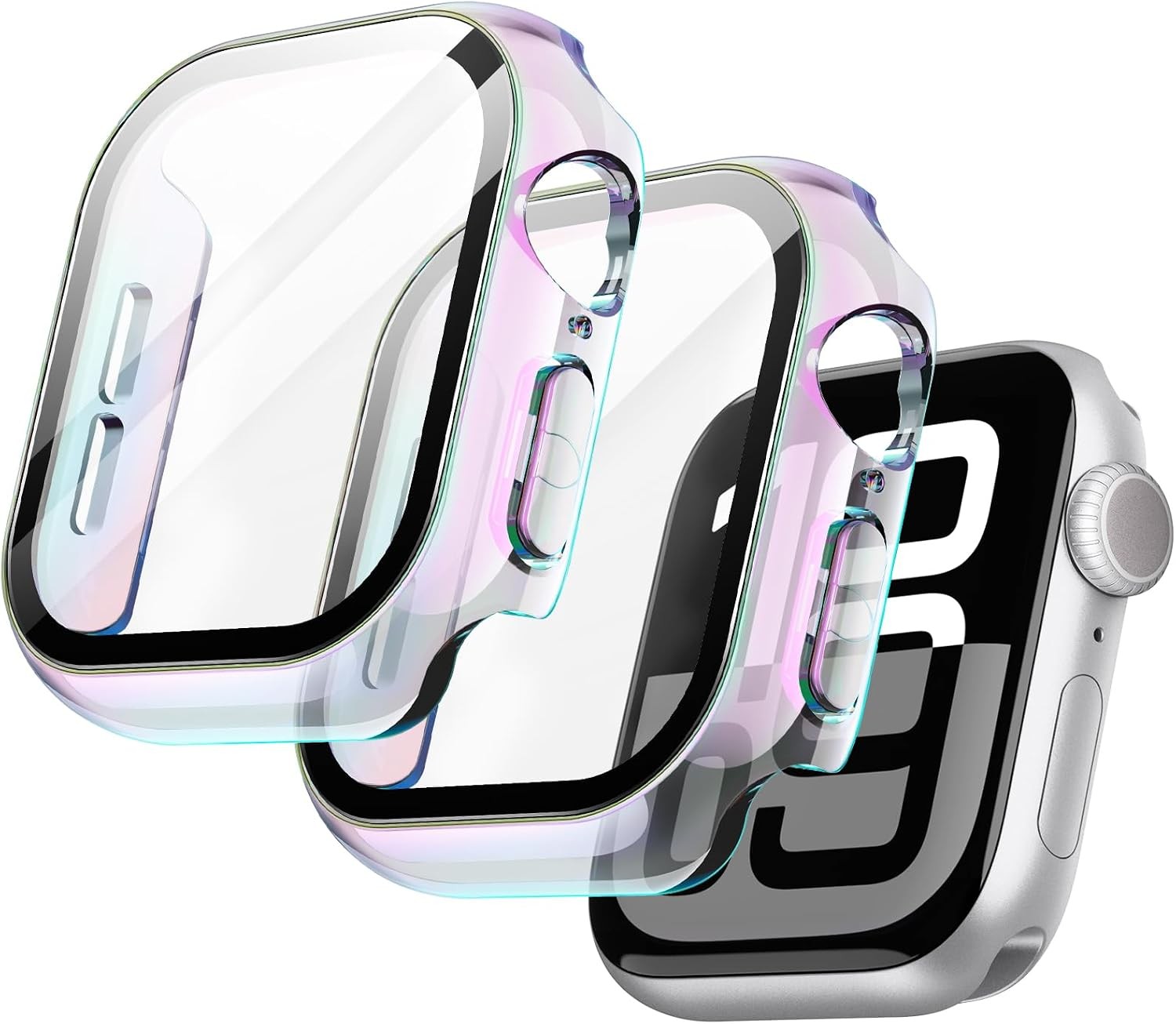 2 Pack Screen Protector Case for Apple Watch Series 11 46mm Metallic Luster Desi