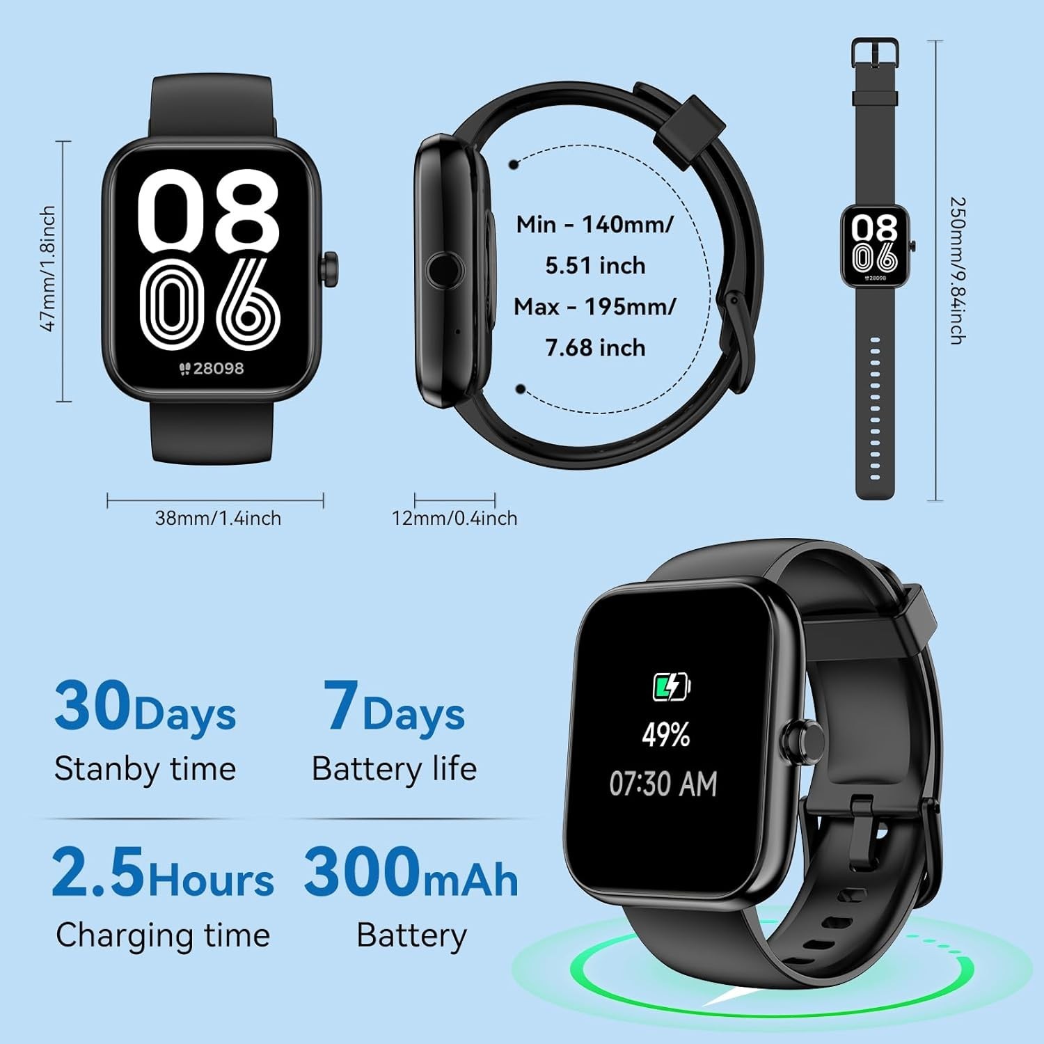 Smart Watch with Alexa Built-in, 1.83″ HD Health Fitness Tracker, Bluetooth Call