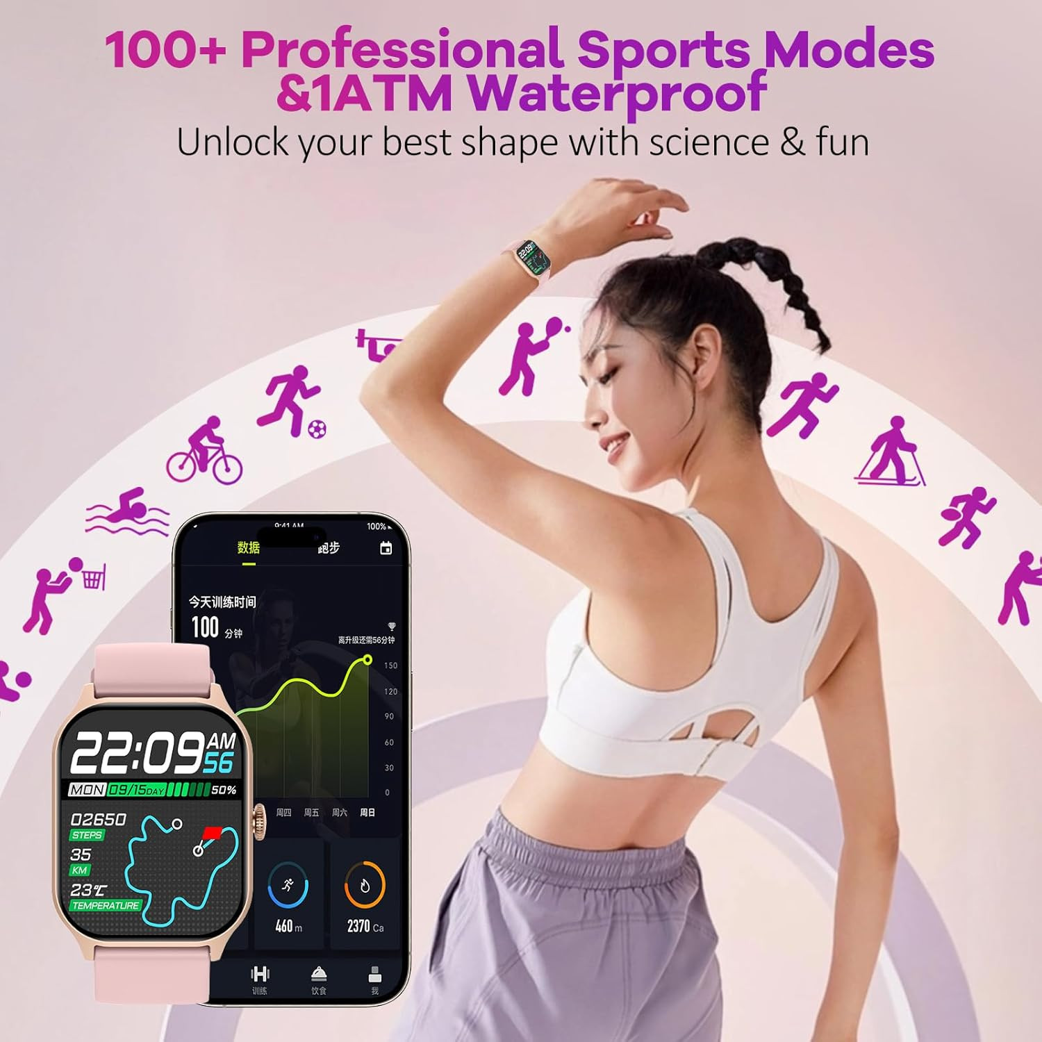 Smart Watch for Women, 2.01″ HD Smartwatch with Bluetooth Call, Voice Assistant,