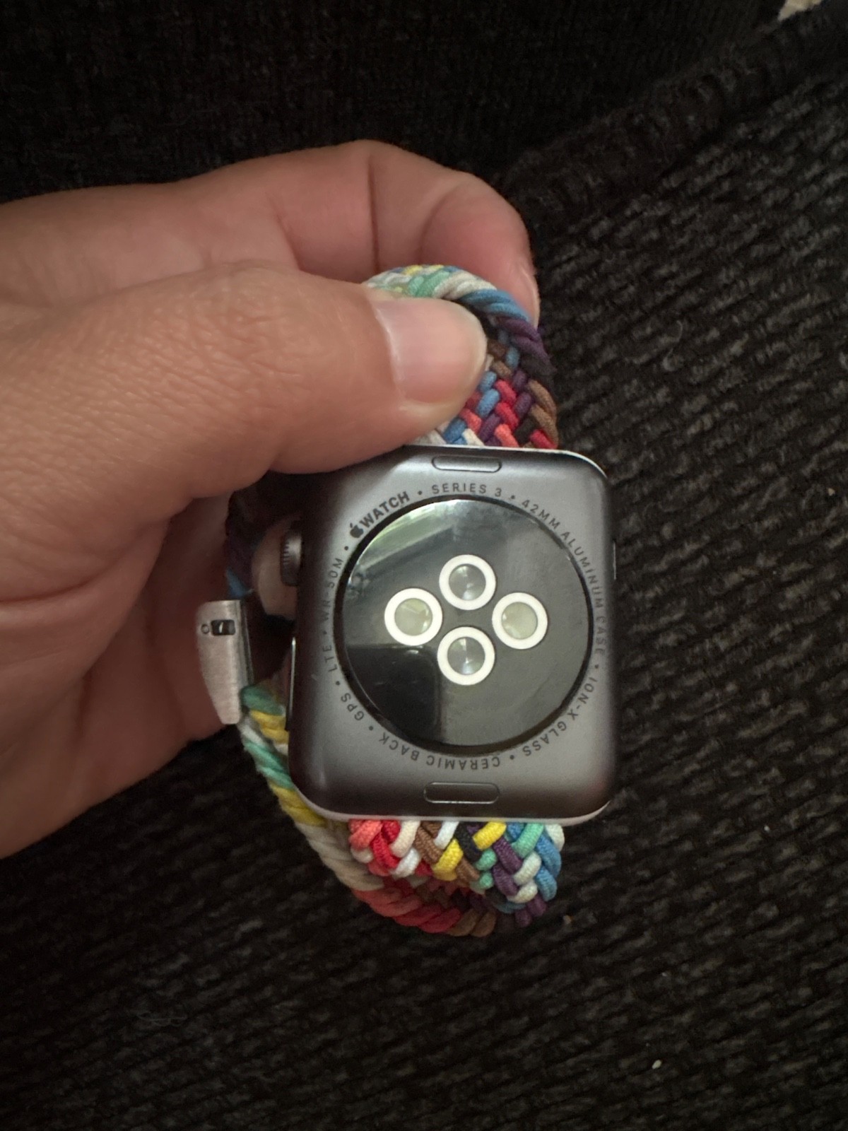 Apple Watch Series 3gps 42 Mm Space Gray Aluminum. Excellent con. Colorful band