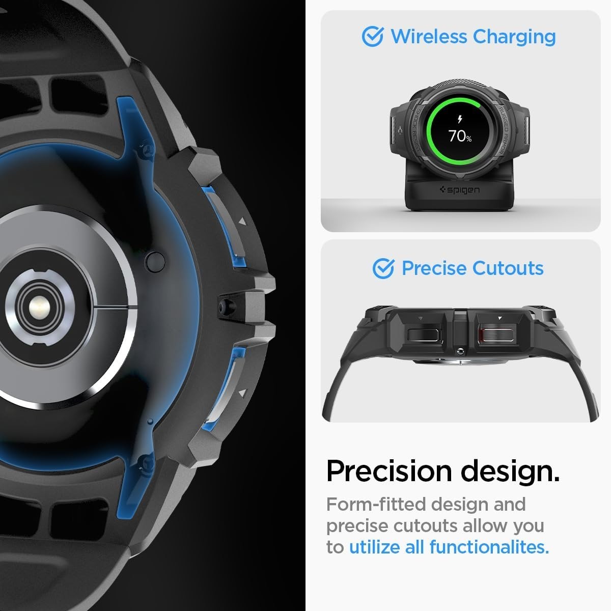 Samsung Galaxy Watch 6 Classic 47mm Rugged Armor Pro Case with Band Strap Cover