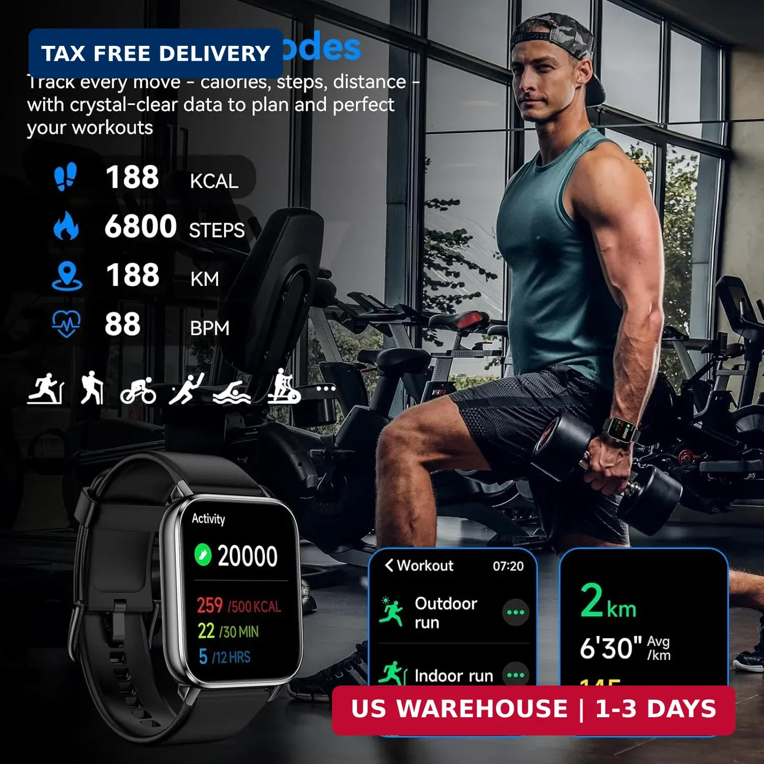 Smart Watches for Men Women with Alexa Built-in, Bluetooth Call, 1.85″ HD Touchs