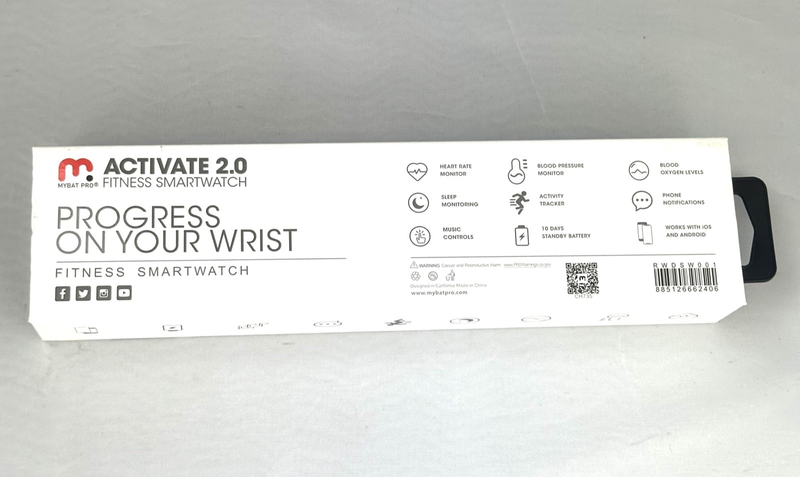 MyBat Pro Activate 2.0 Fitness Smartwatch OLED Touch Screen Brand New