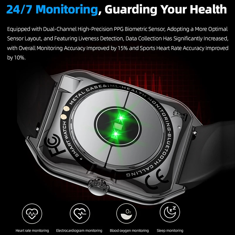 BOXUXING Smart Watch 1.96in AMOLED Bluetooth Call 70+ Sports Modes Waterproof