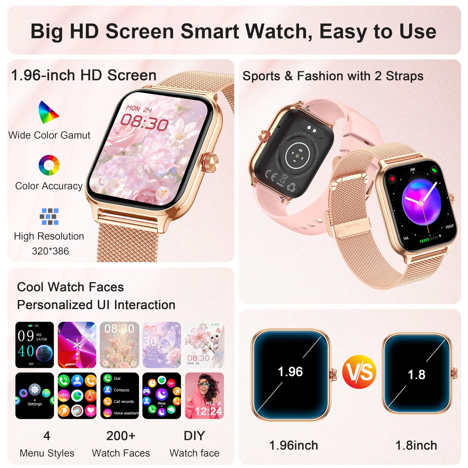 Smart Watch for Women & Men, 2026 New 1.96’’ Reloj Inteligente Para Mujer Ans…