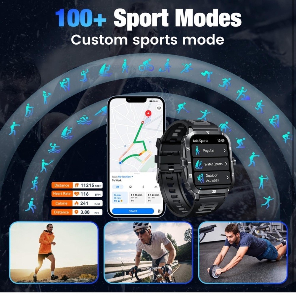 Smart Watch Fitness Tracker 2.0″ Full Touchscreen
