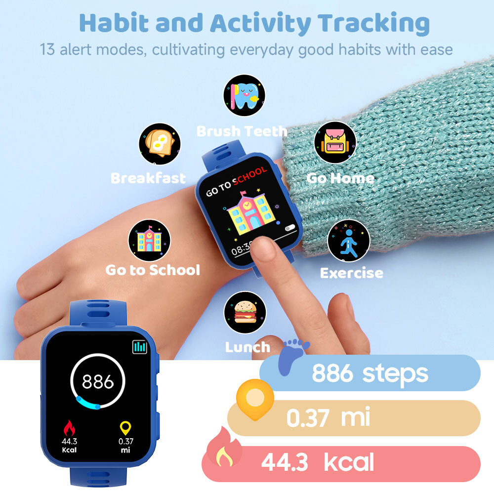 Smart Watch for Kids 1.8″ Fitness Tracker Watch Pedometer Puzzle Games for Kids