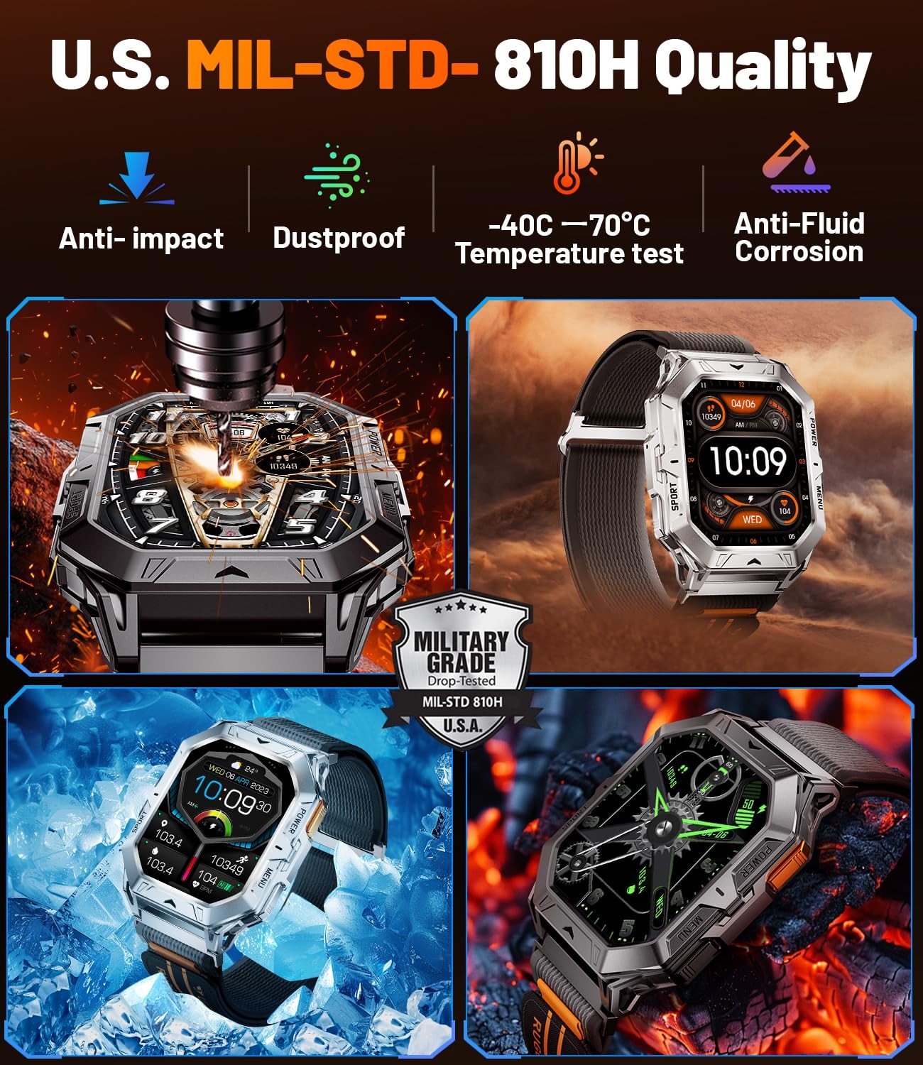 Lige Military Smart Watches For Menanswer/Make Calls100-Day Battery Life2.13