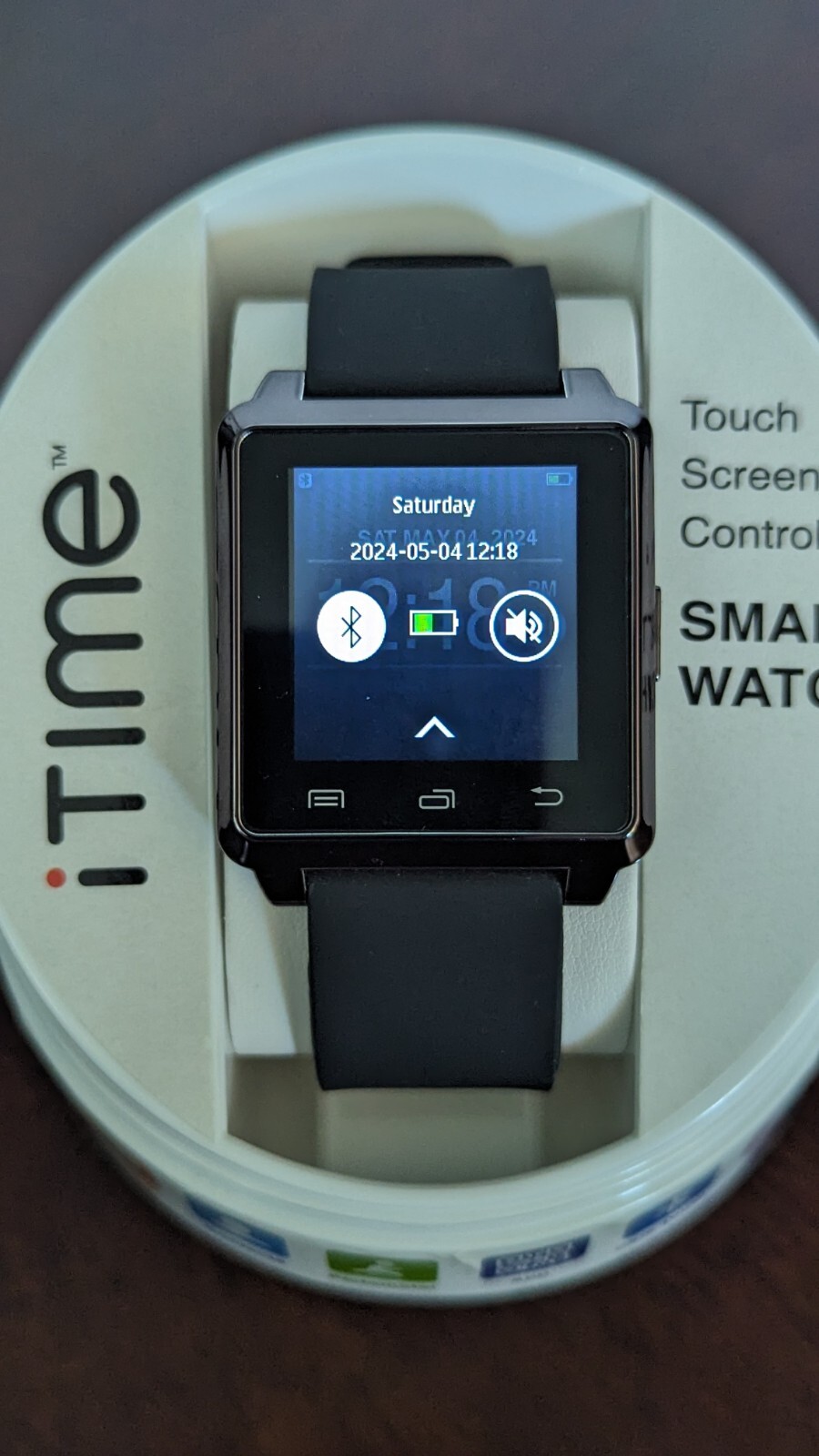 iTime Smart Watch Silicone Band Bronze Tone Case Touch Screen Android NIB