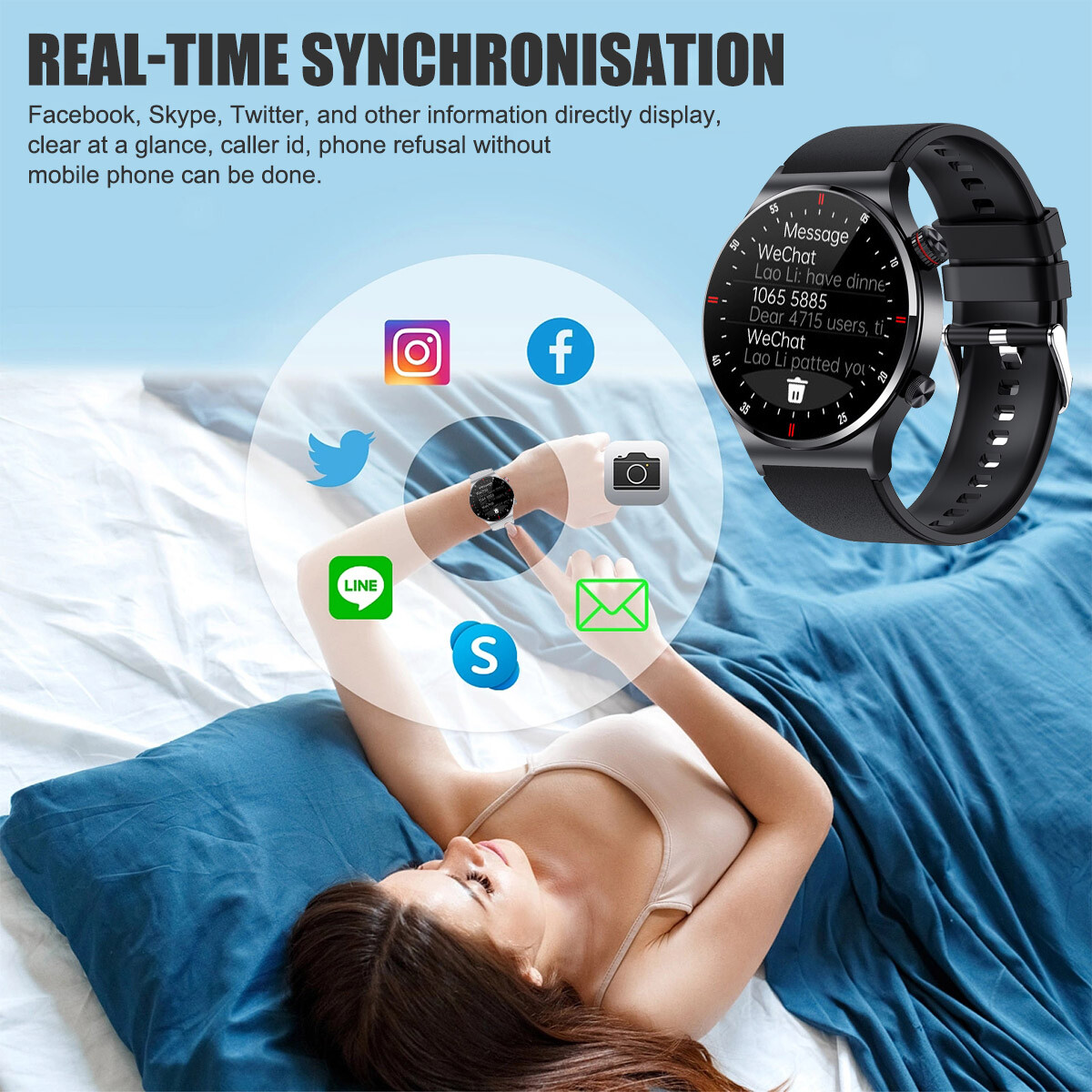 Smart Watch Bluetooth NFC for Men Blood Oxygen Heart Rate Sports Fitness Tracker