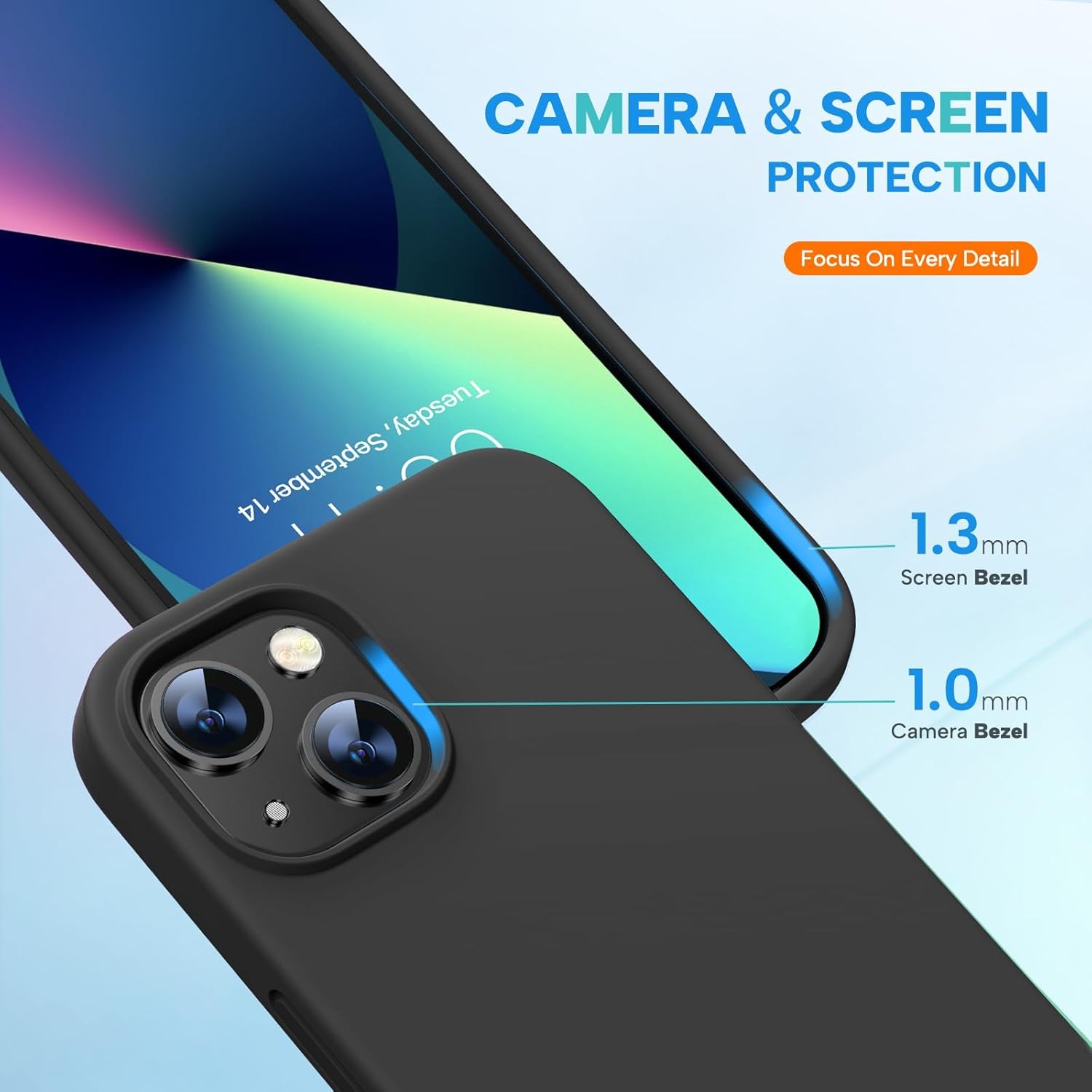 Soft Anti-Scratch Microfiber Lining Case for iPhone 13 6.1 inch, Shockproof Blac