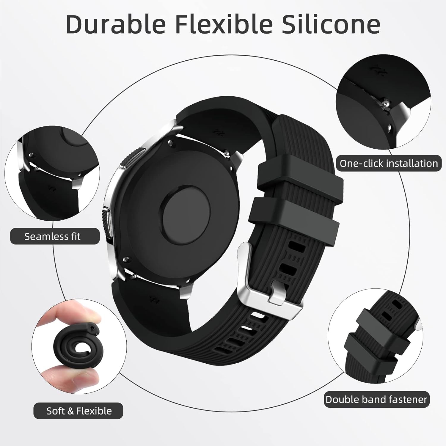Silicone Band Set for Samsung Galaxy Watch 3 45mm/46mm – 2 Pack Casual Straps
