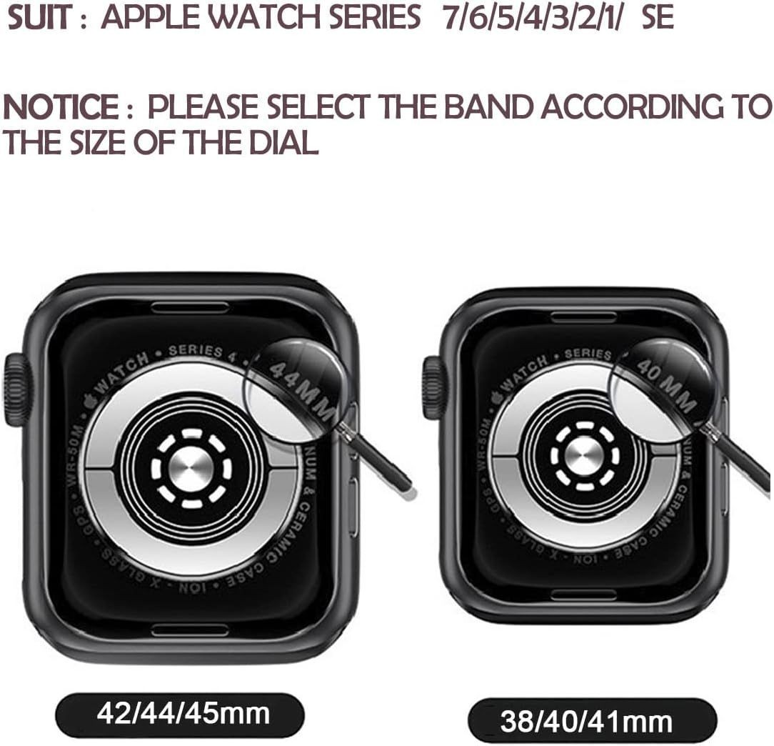 Luxury Genuine Leather Band for Apple Watch Series 7 38mm 40mm 41mm Compatible