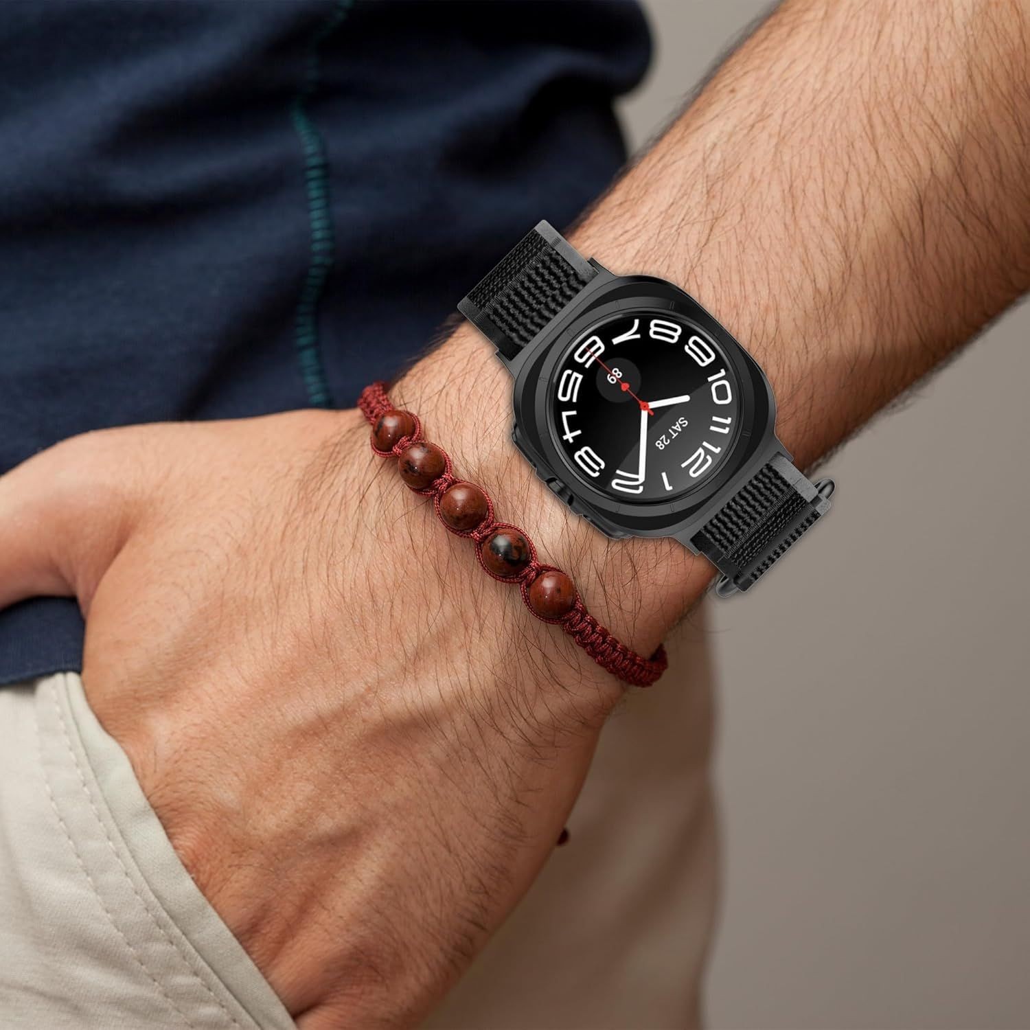 Braided Nylon Watch Band Adjustable Strap for Samsung Galaxy Watch Ultra 47mm