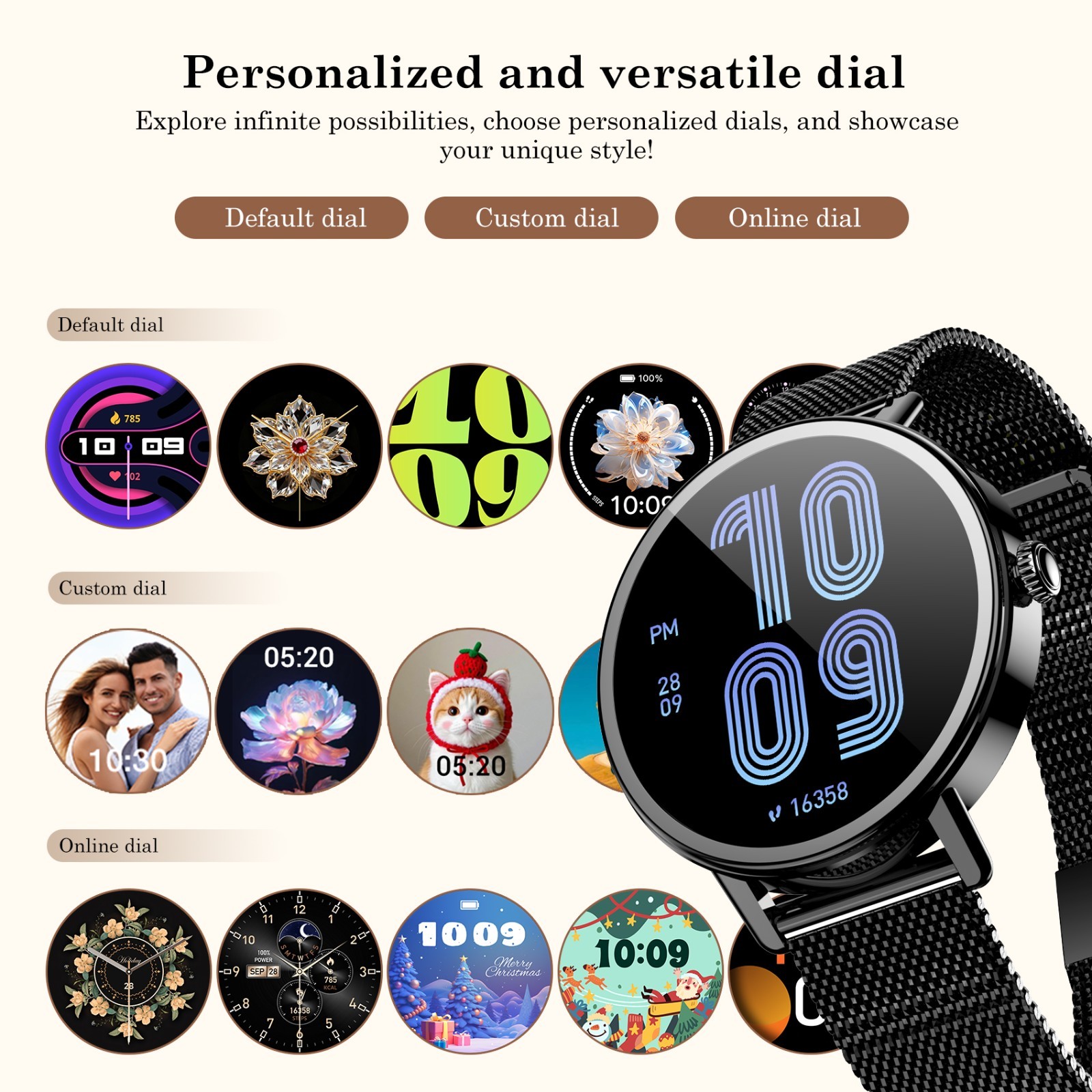 1.26″ TFT Smartwatch Women Ladies Fitness Tracker Smart Watches For iOS Android