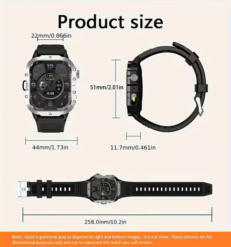 🔥 Military Rugged 2.01-inch Large Screen LED Flashlight Smart watch Android iOS
