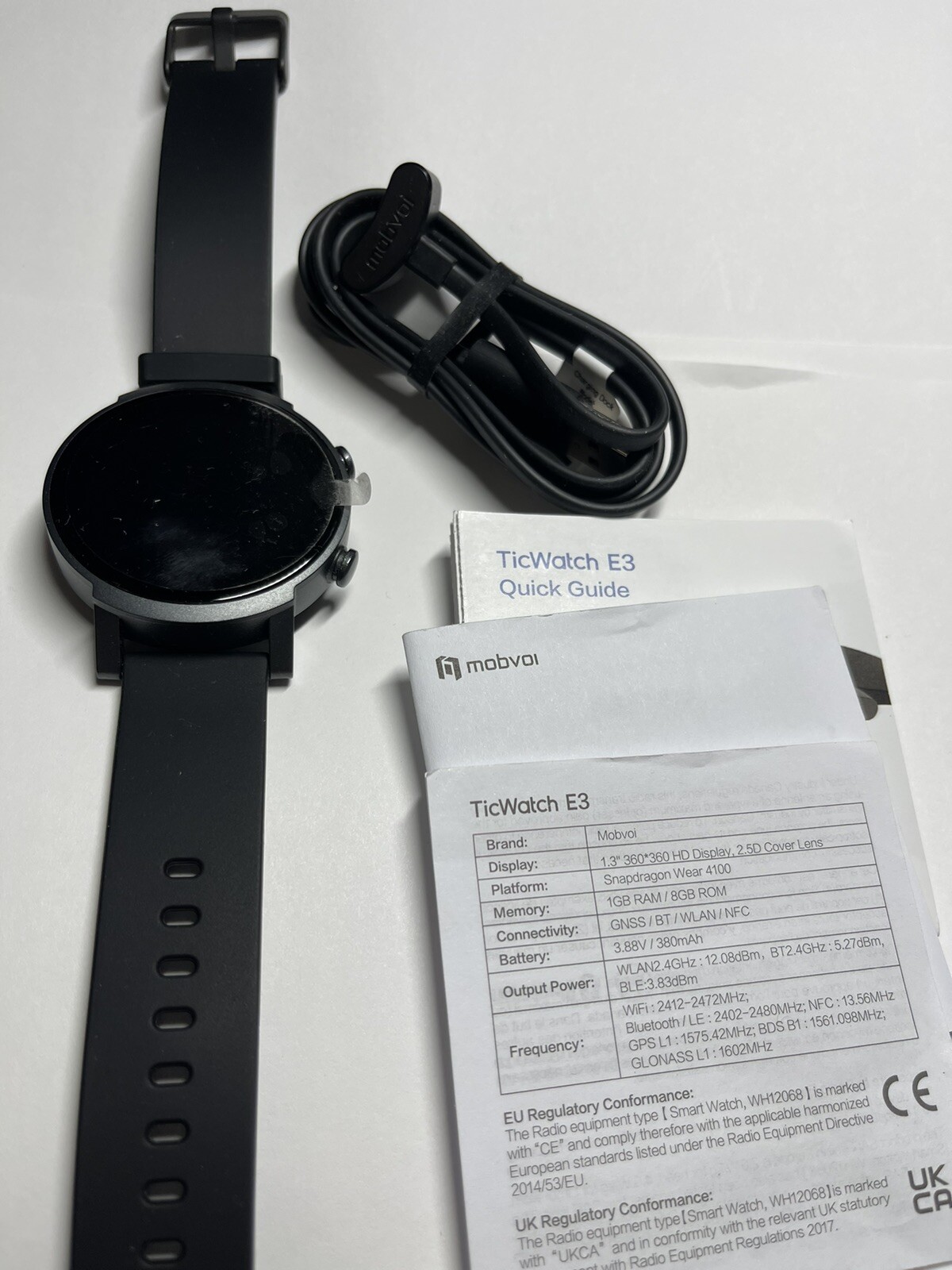 Mobvoi TicWatch E3 47mm Polycarbonate Case with Silicone Strap – Panther Black