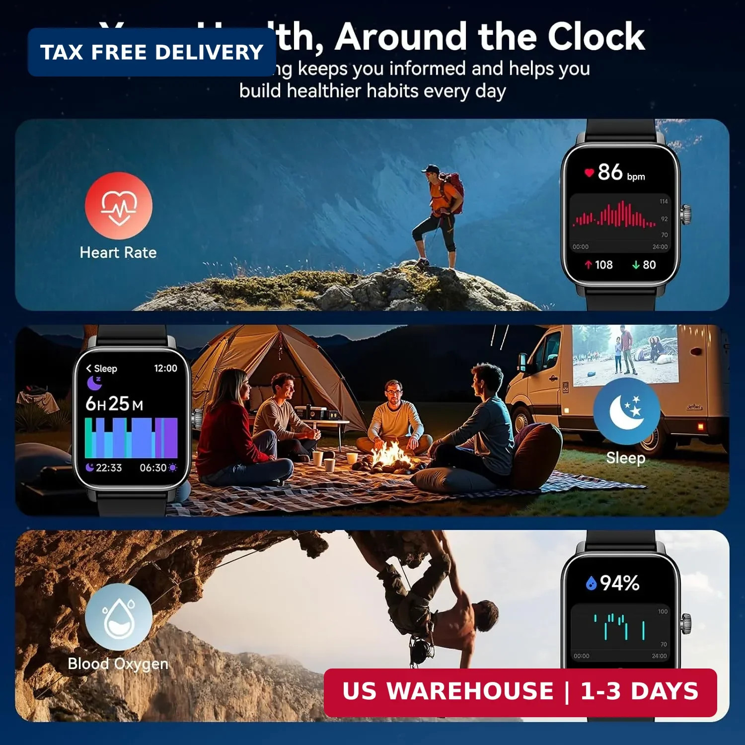 Smart Watches for Men Women with Alexa Built-in, Bluetooth Call, 1.85″ HD Touchs