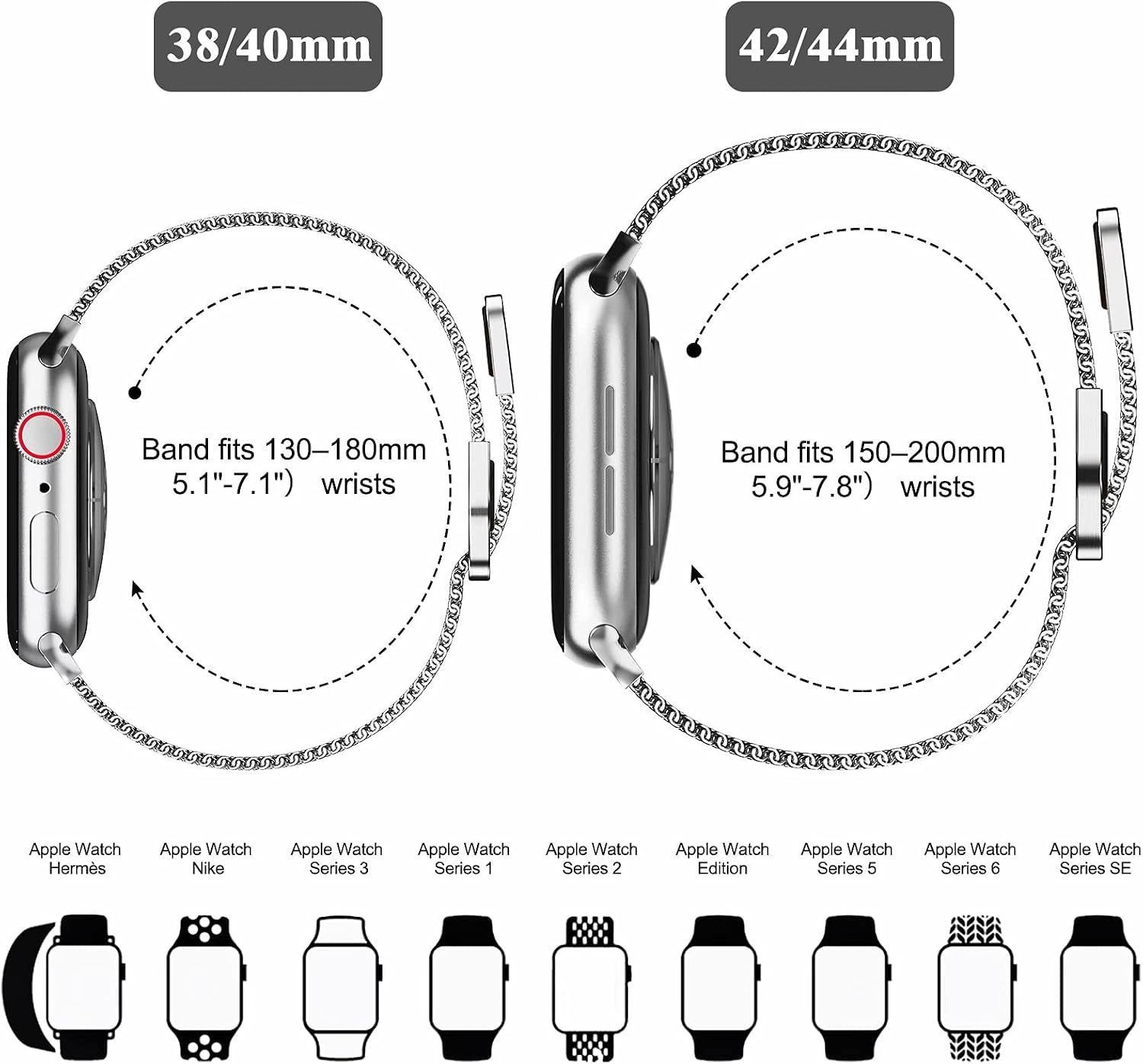 Only Strap For Apple Watch 42mm Metal Milanese Adjustable