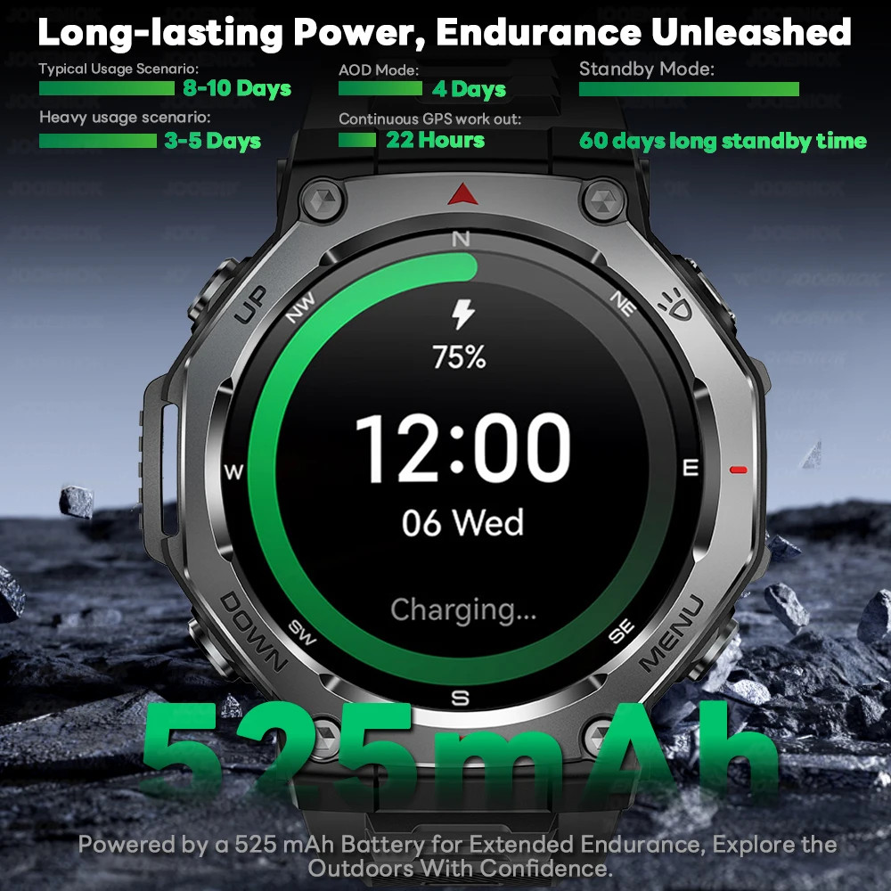 Military Smartwatch 1.43″ AMOLED GPS Bluetooth Call Waterproof Sports Watch