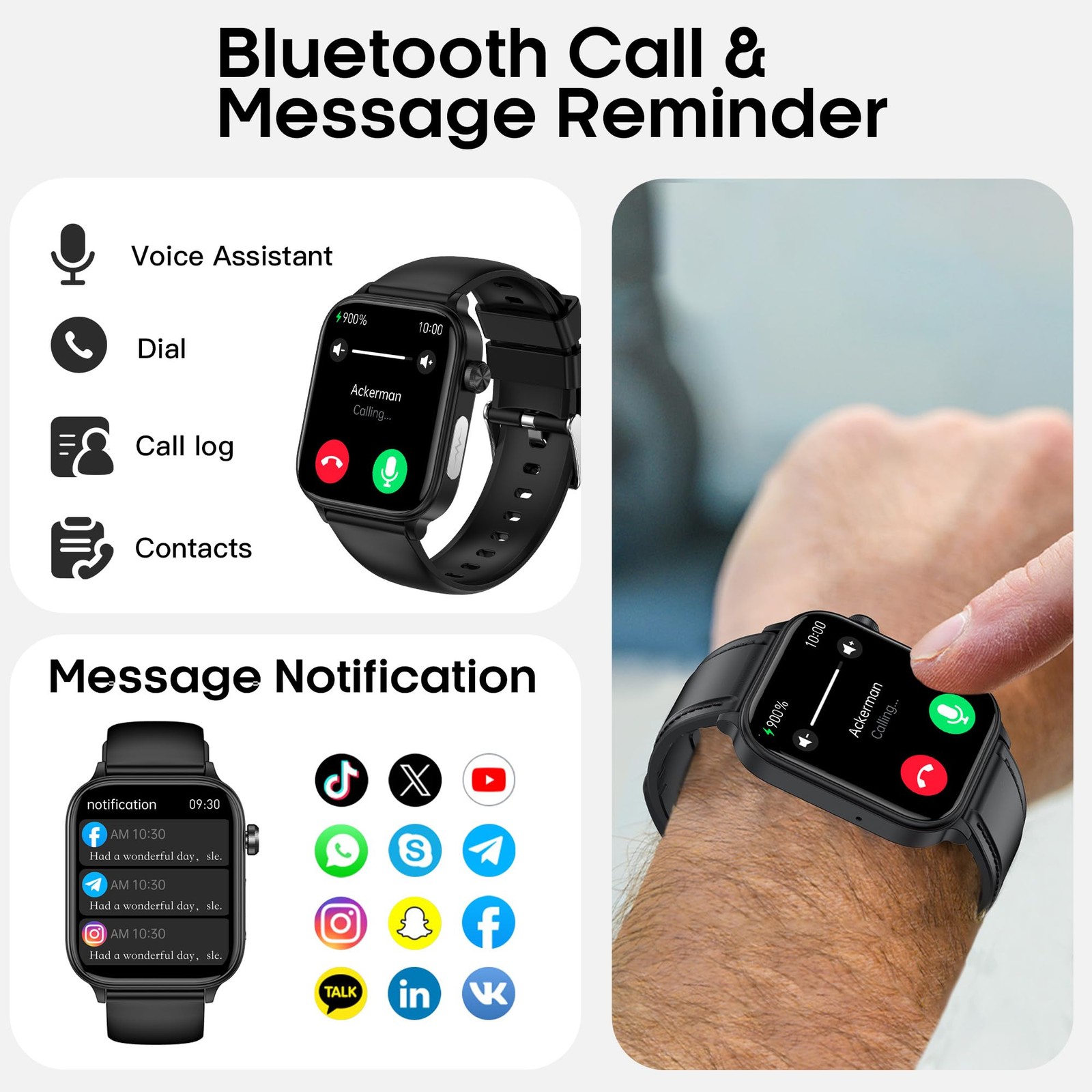 for Men Women (Answer/Make Calls), 1.96″ HD Screen Fitness Watch with /Heart …