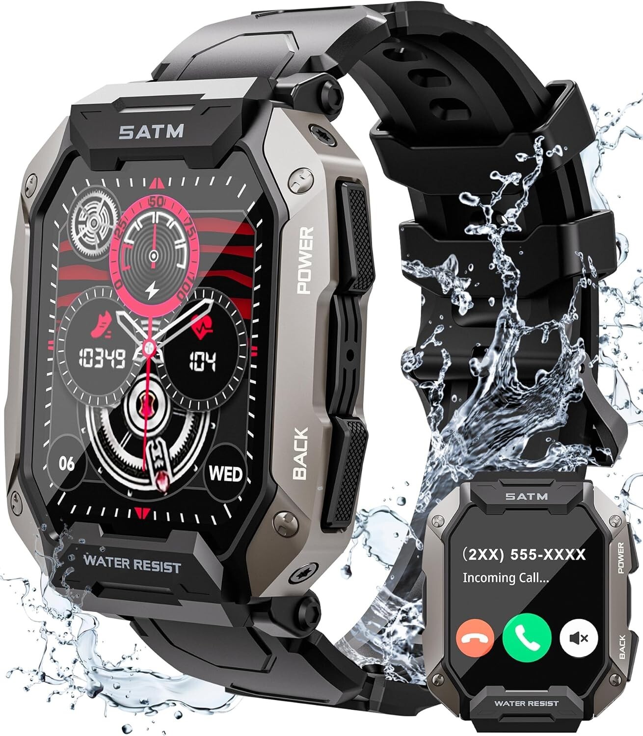 Smart Watch for Men 2.01” HD Display IP68 Waterproof for Android and iOS