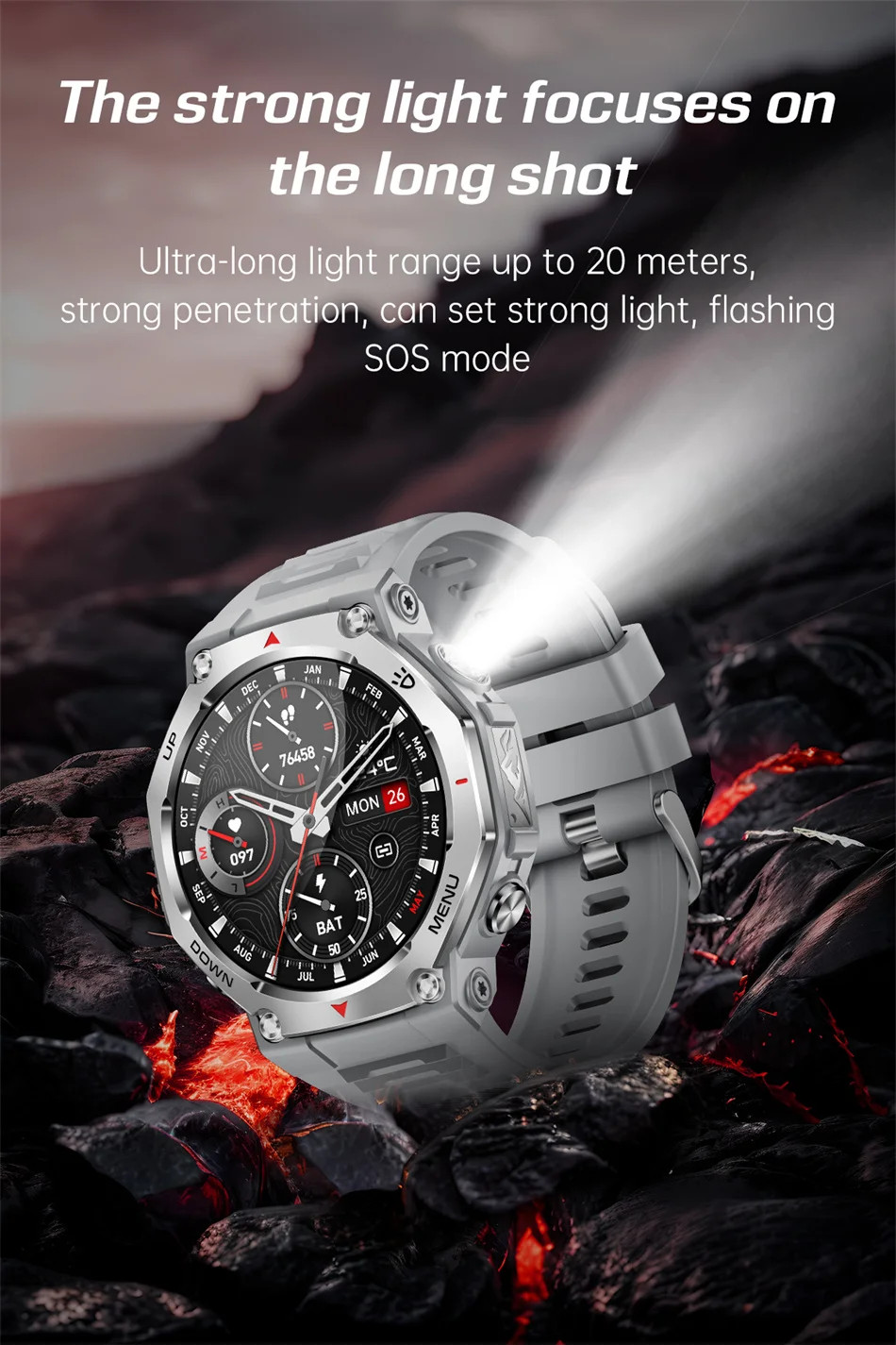Military Smartwatch 1.43″ AMOLED GPS Bluetooth Call Waterproof Sports Watch