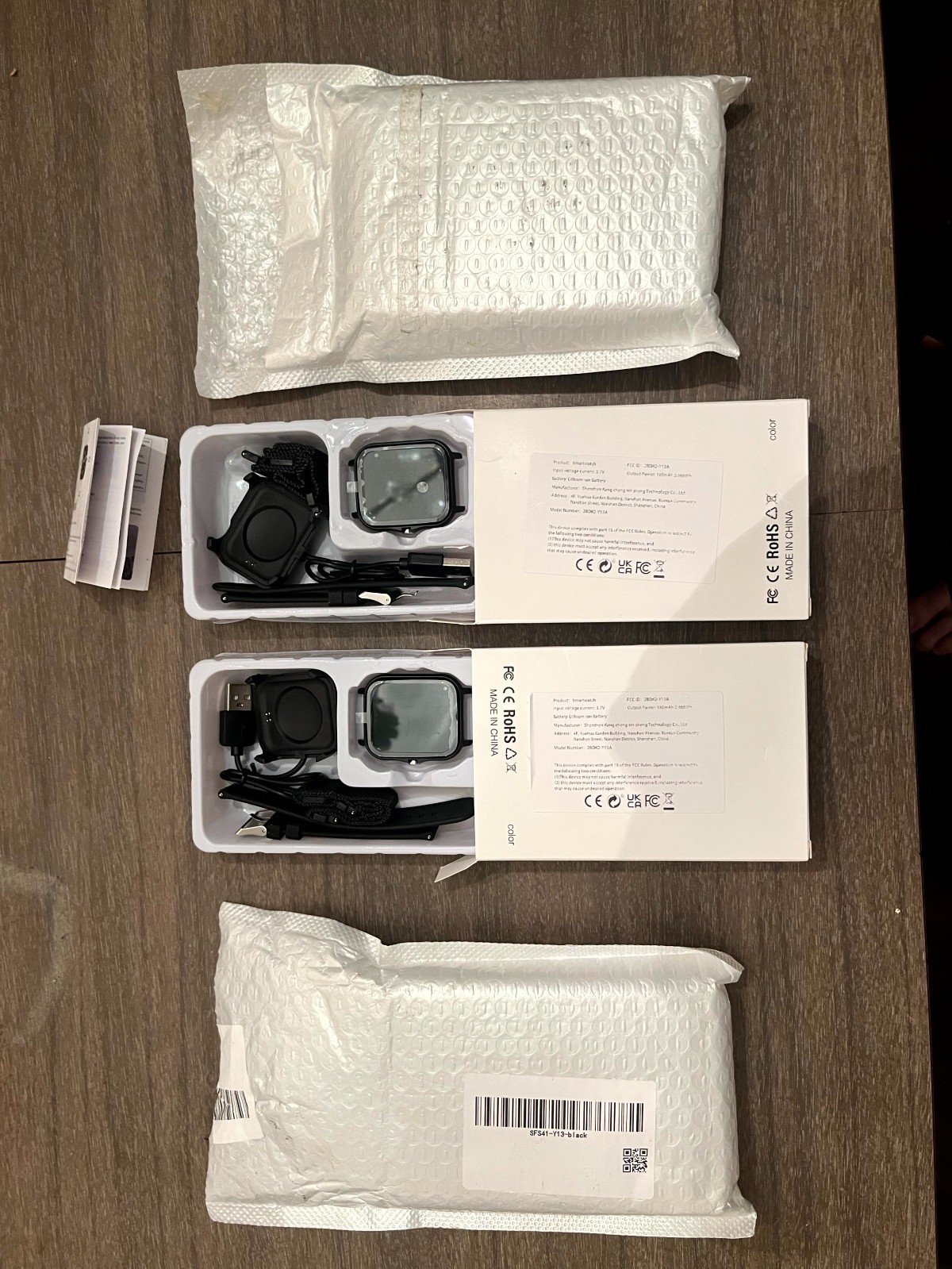 Pair of Unisex Fashion Smart Watches Activity Trackers w/ Black Strap & Chargers