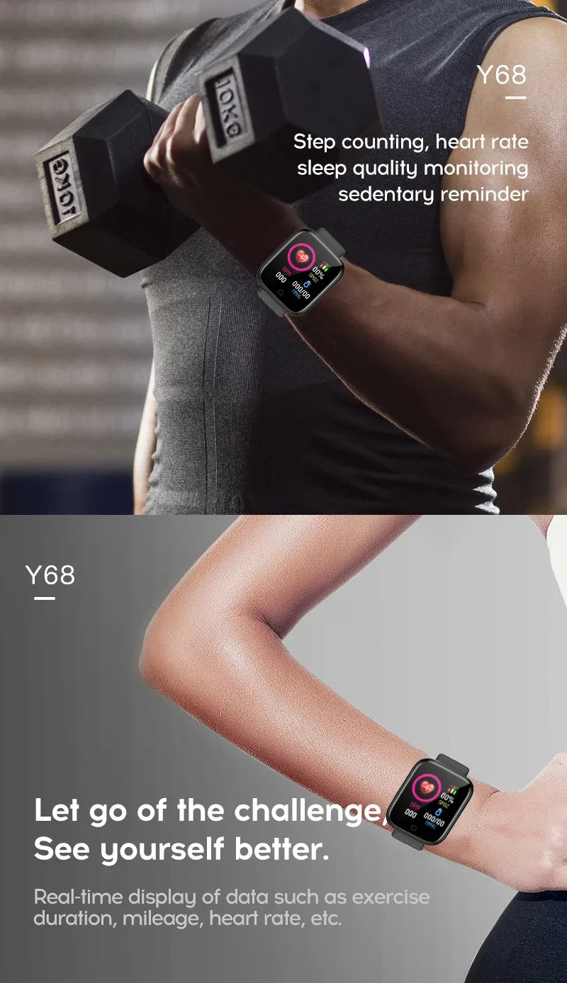 Smart Watch Men Women Waterproof Heart Rate Monitor for iPhone Android Free ship