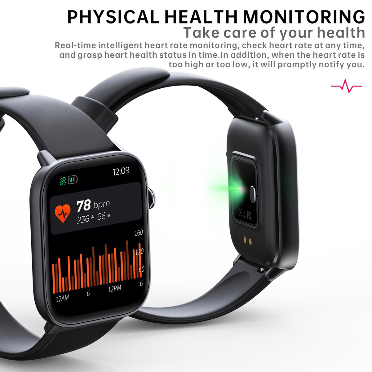 Bluetooth Smart Watch Heart Rate Blood Oxygen Sports Monitor Waterproof Watch
