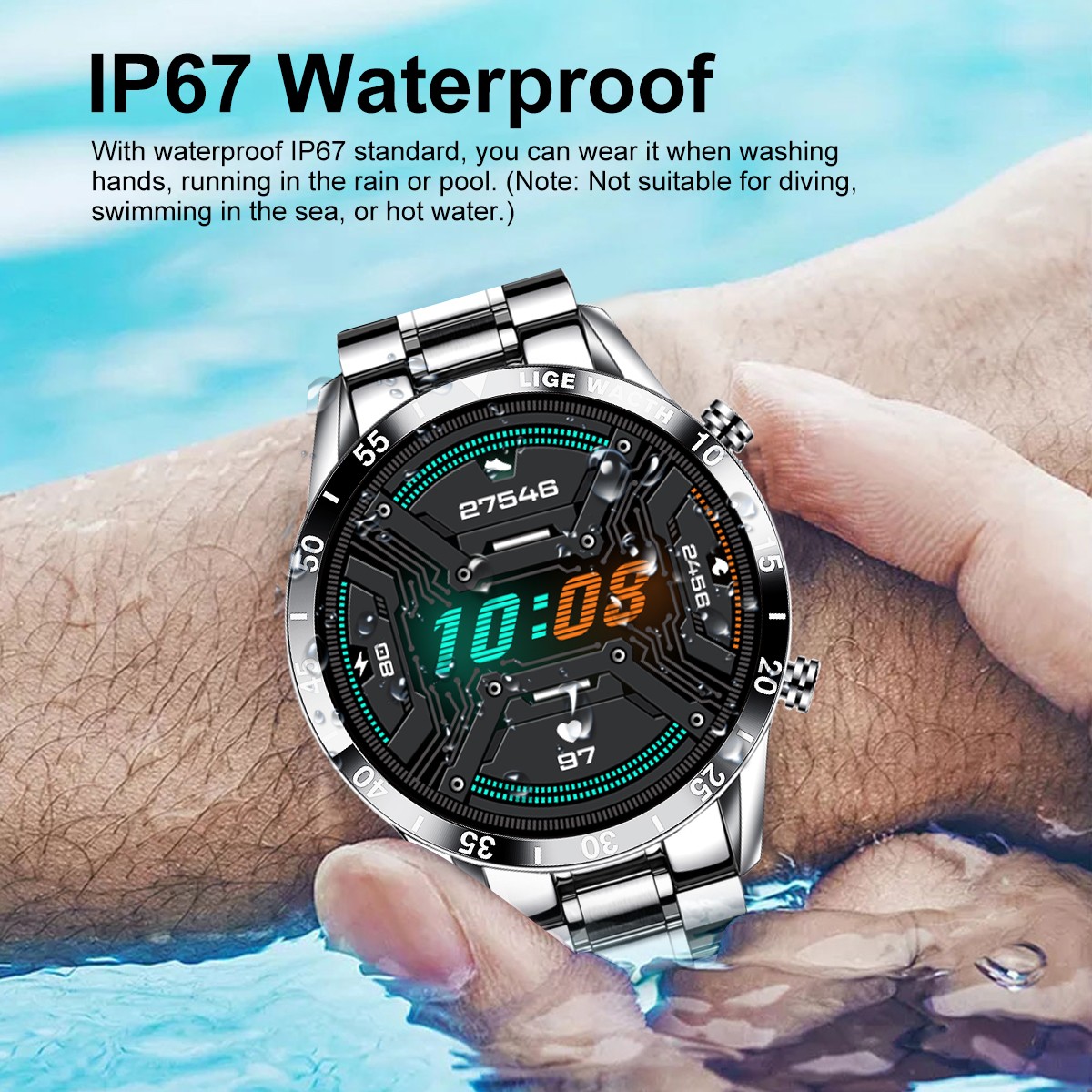 Luxury Smartwatch Men Business Stainless Steel Smart Watch Sport Bluetooth Call