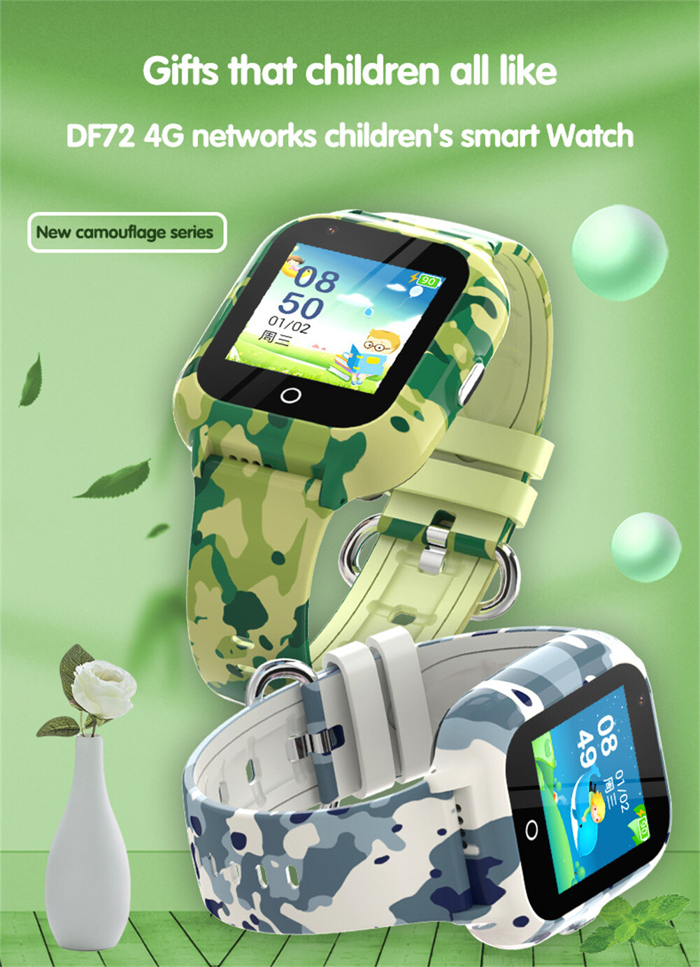 4G Smart Watch Kids Phone Smartwatch with Position Tracker Video Camera Call
