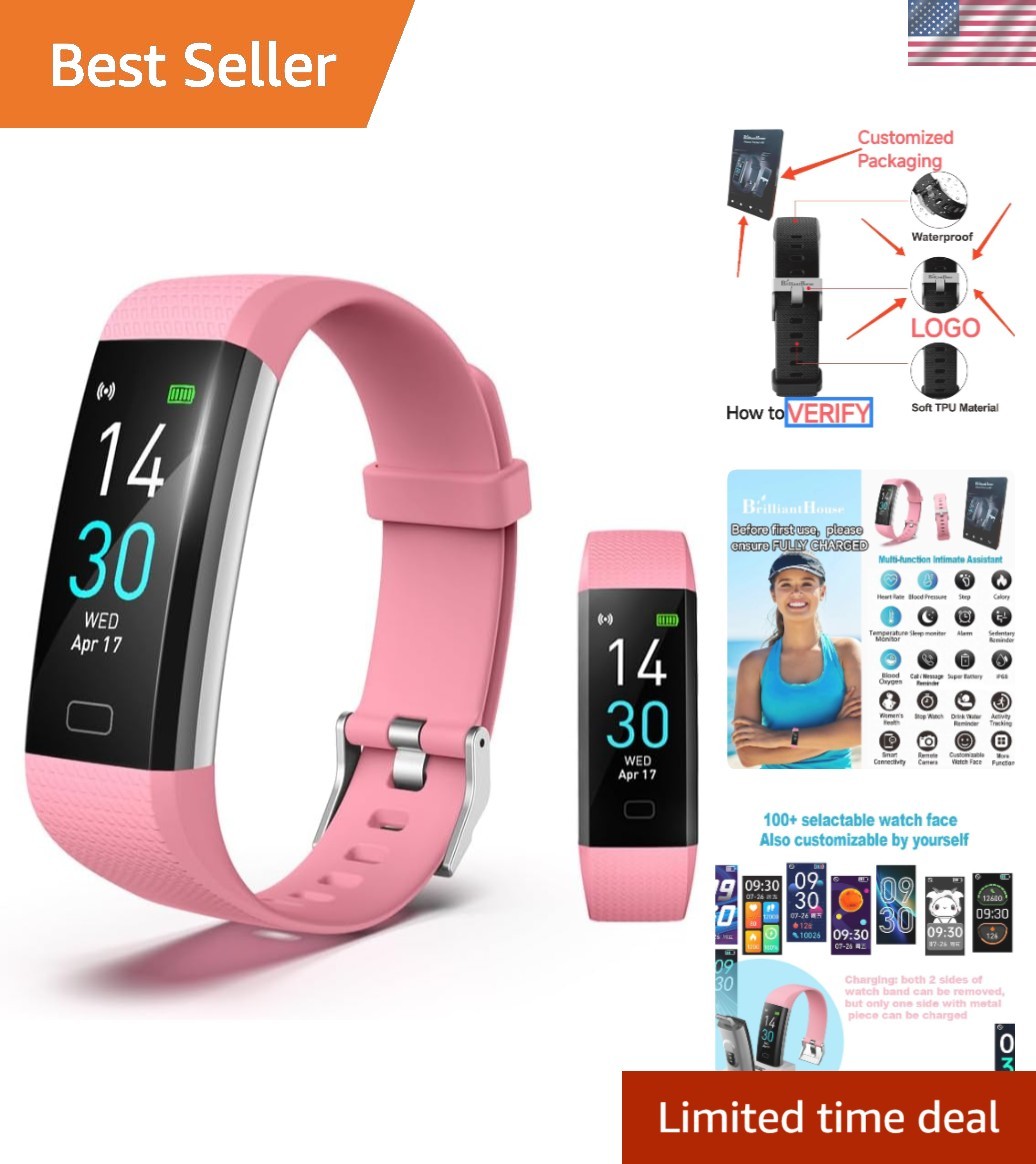 Waterproof Fitness Tracker with Heart Rate & Blood Pressure Monitor for All