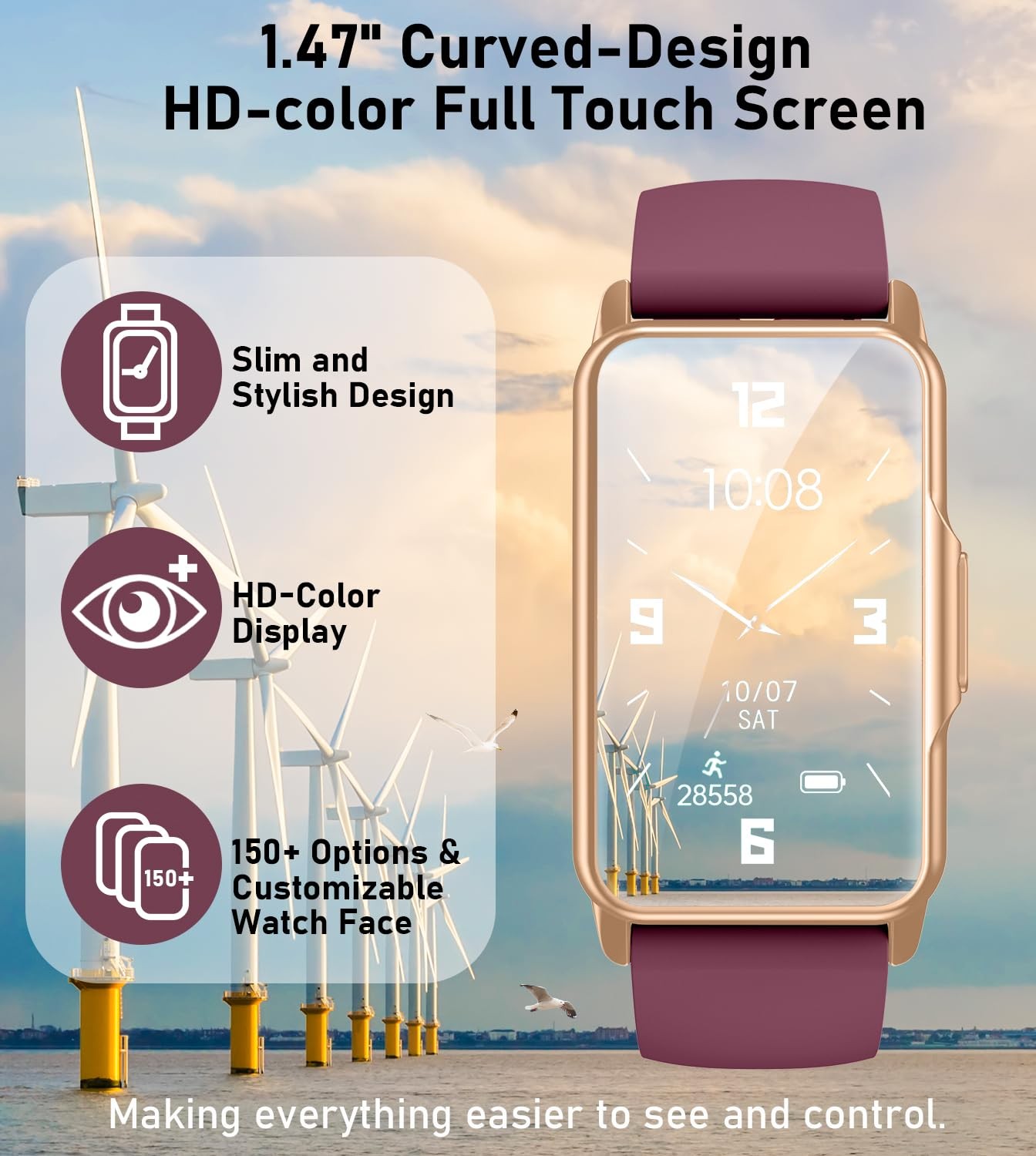 Smart Watch Health Fitness Tracker with 24/7 Heart Rate, Blood Oxygen Blood Pres