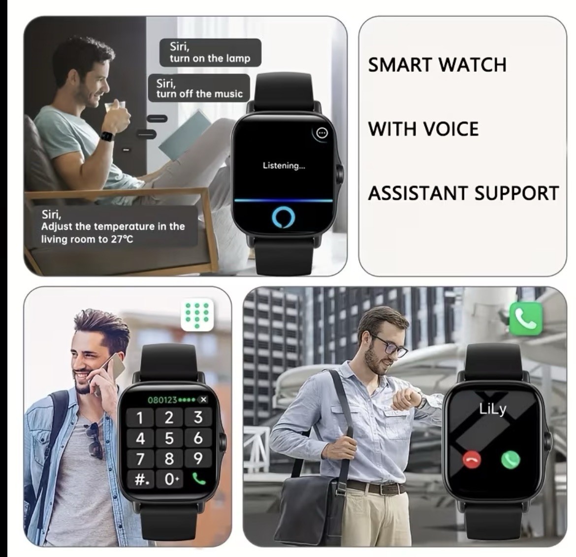 Gold Smart Watch for Men & Women | Bluetooth Calls, Notifications, Fitness