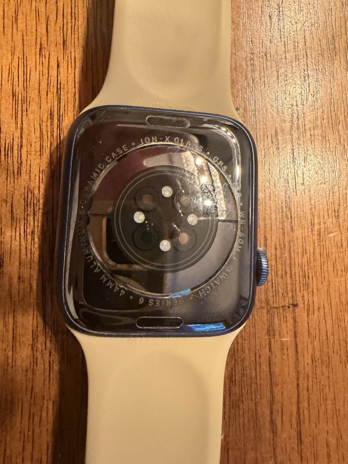 Apple Watch Series 6 44mm GPS Unlocked 32GB Blue Aluminum Case Tan Band