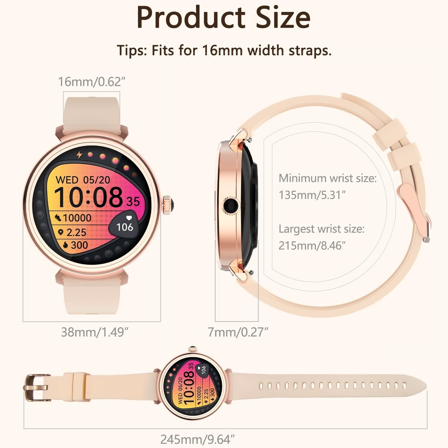 NEW 2025 Smart Watch Women Heart Rate For iPhone Android Bluetooth-Black