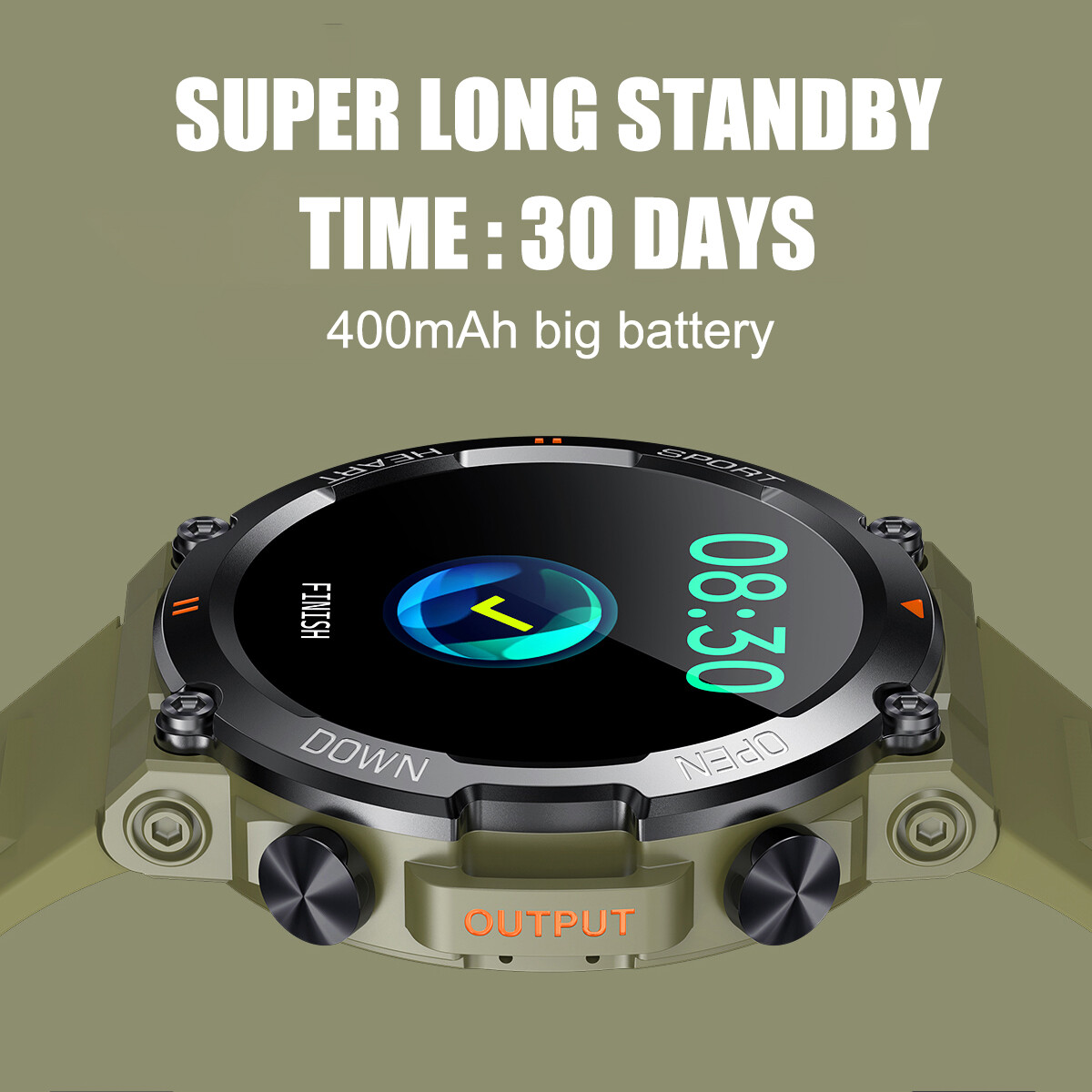 Military Smart Watch for Men(Answer/Make Call)Rugged Heart Rate Fitness Tracker_