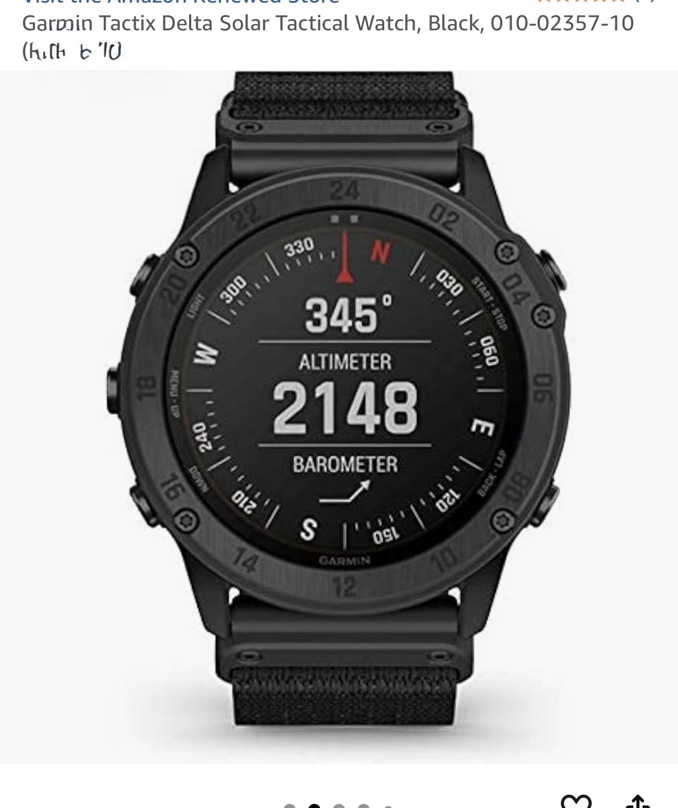 Garmin tactix Delta Solar GPS Watch 51mm Titanium, Black Ballistics