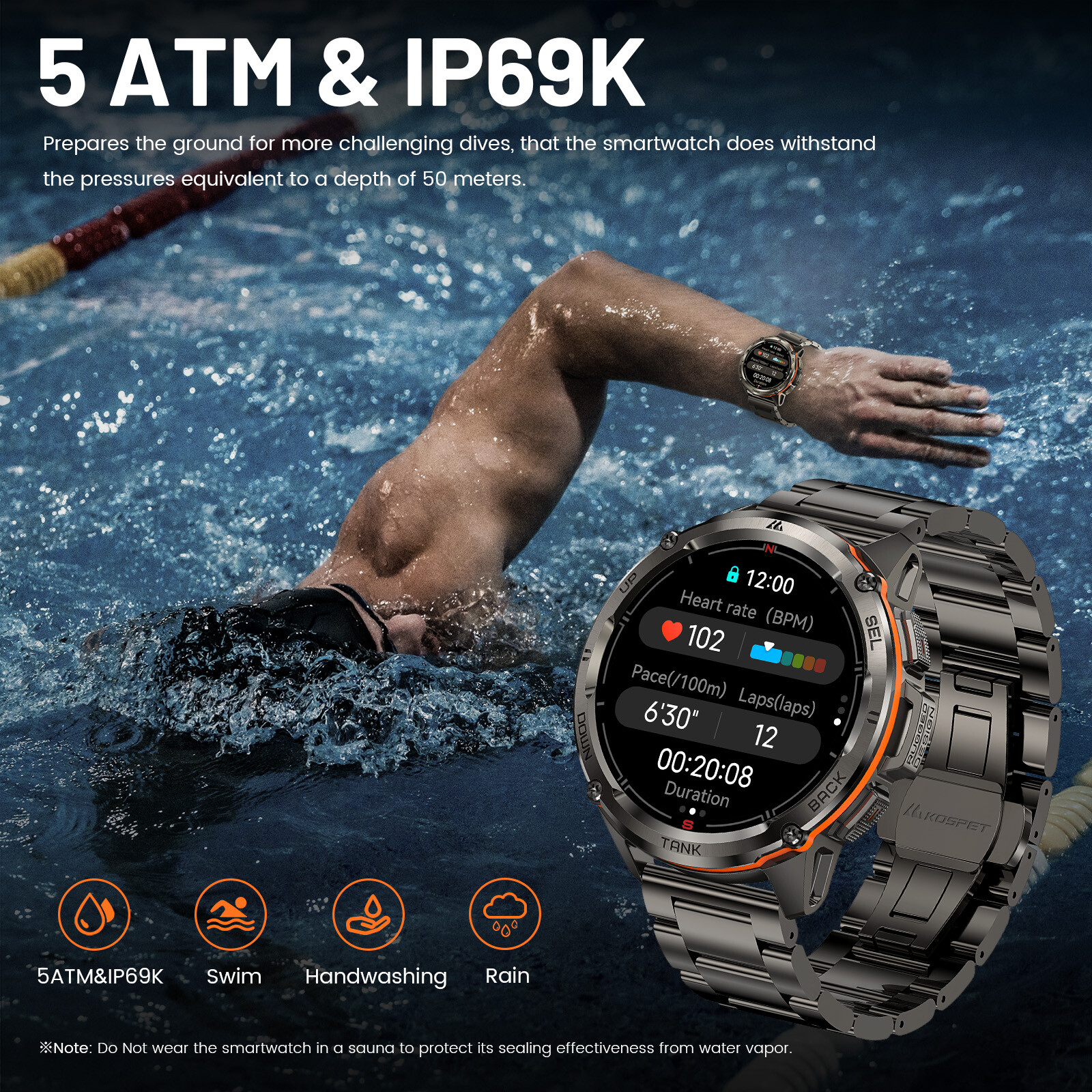 KOSPET TANK T3 Ultra Smart Watch for Men GPS Smart Watches 5ATM Waterproof Watch