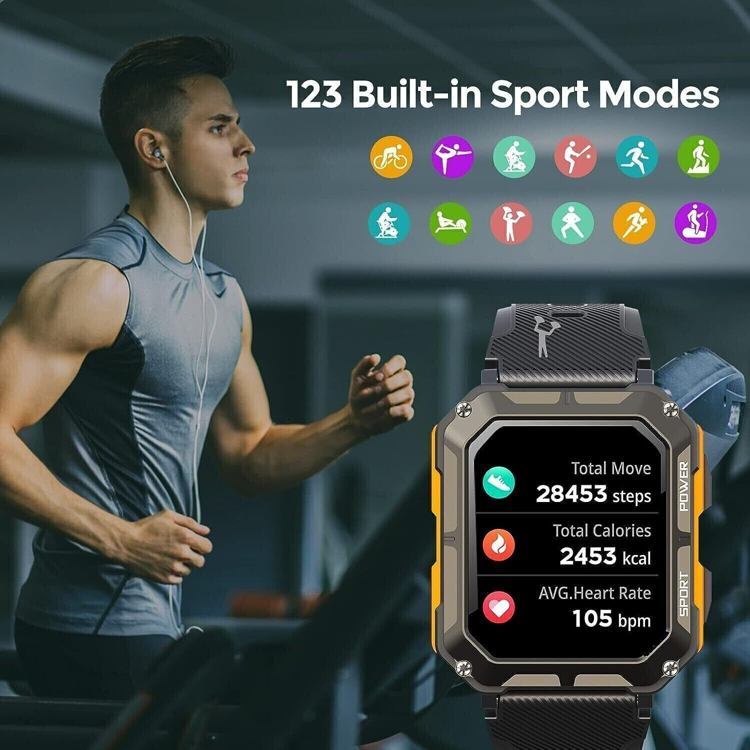 Military Smart Watch Men(Answer/Make Calls) 2024 New Fitness Tracker Wristwatch