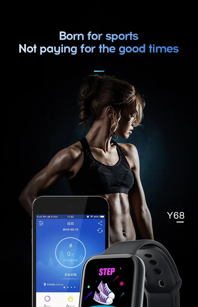 Smart Watch Men Women Waterproof Heart Rate Monitor for iPhone Android Free ship