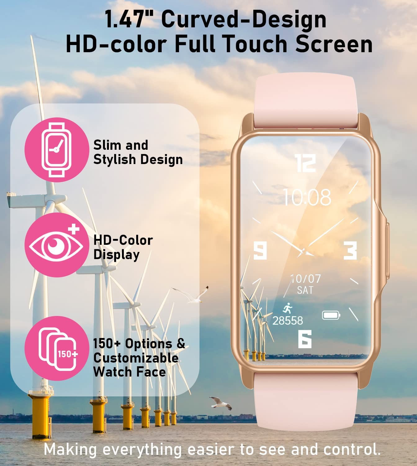 Mindrose Fitness Tracker Watch with Heart Rate Blood Oxygen Blood Pressure Sl…