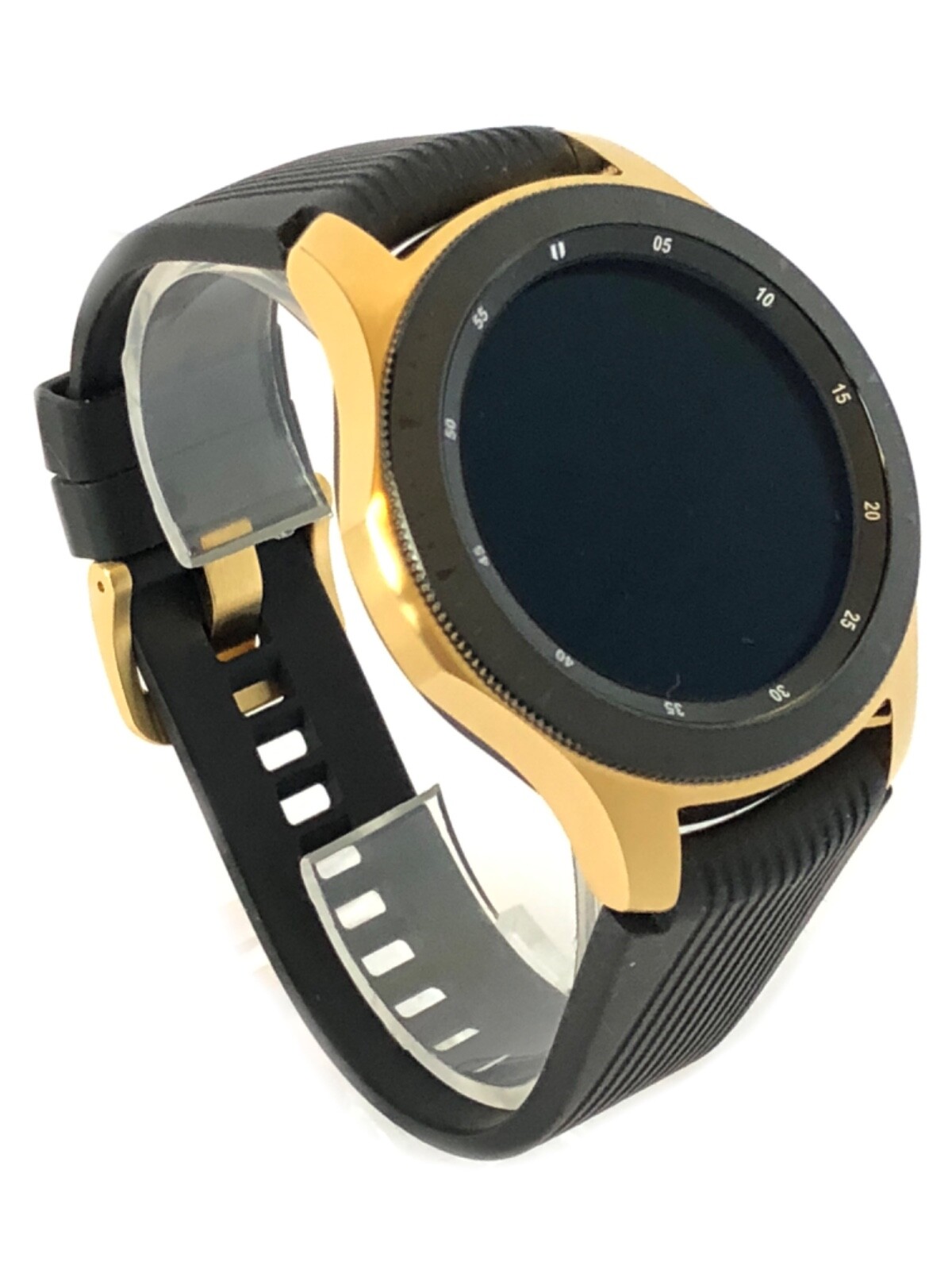 Custom 18k Gold Plated Samsung Galaxy Watch 46mm Black Bezel Black Band 2018
