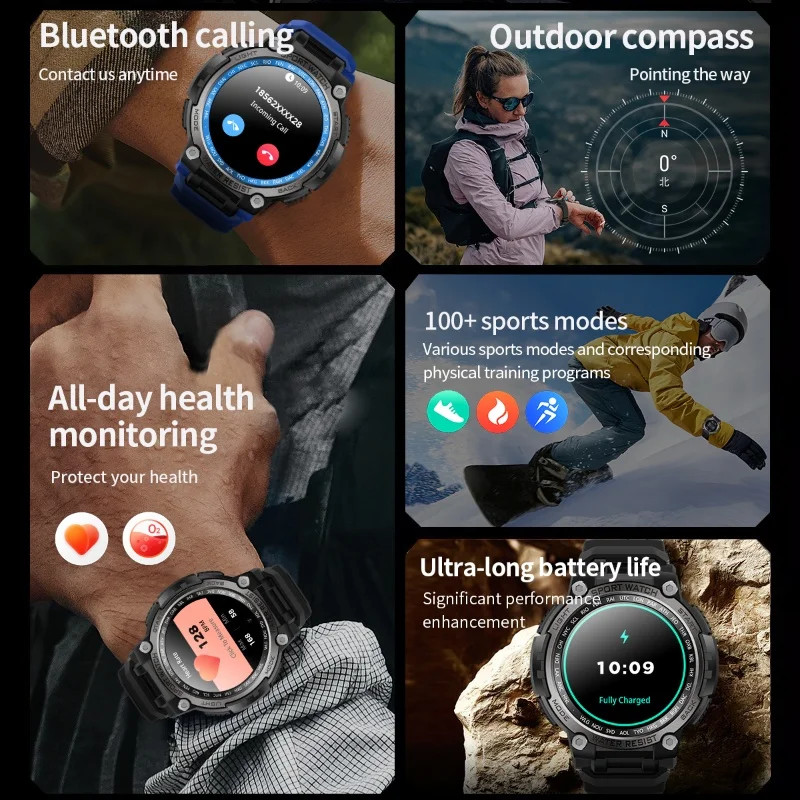 2025 Military Smart Watch For Men (Answer/Make Call) Heart Rate Outdoor Fitness