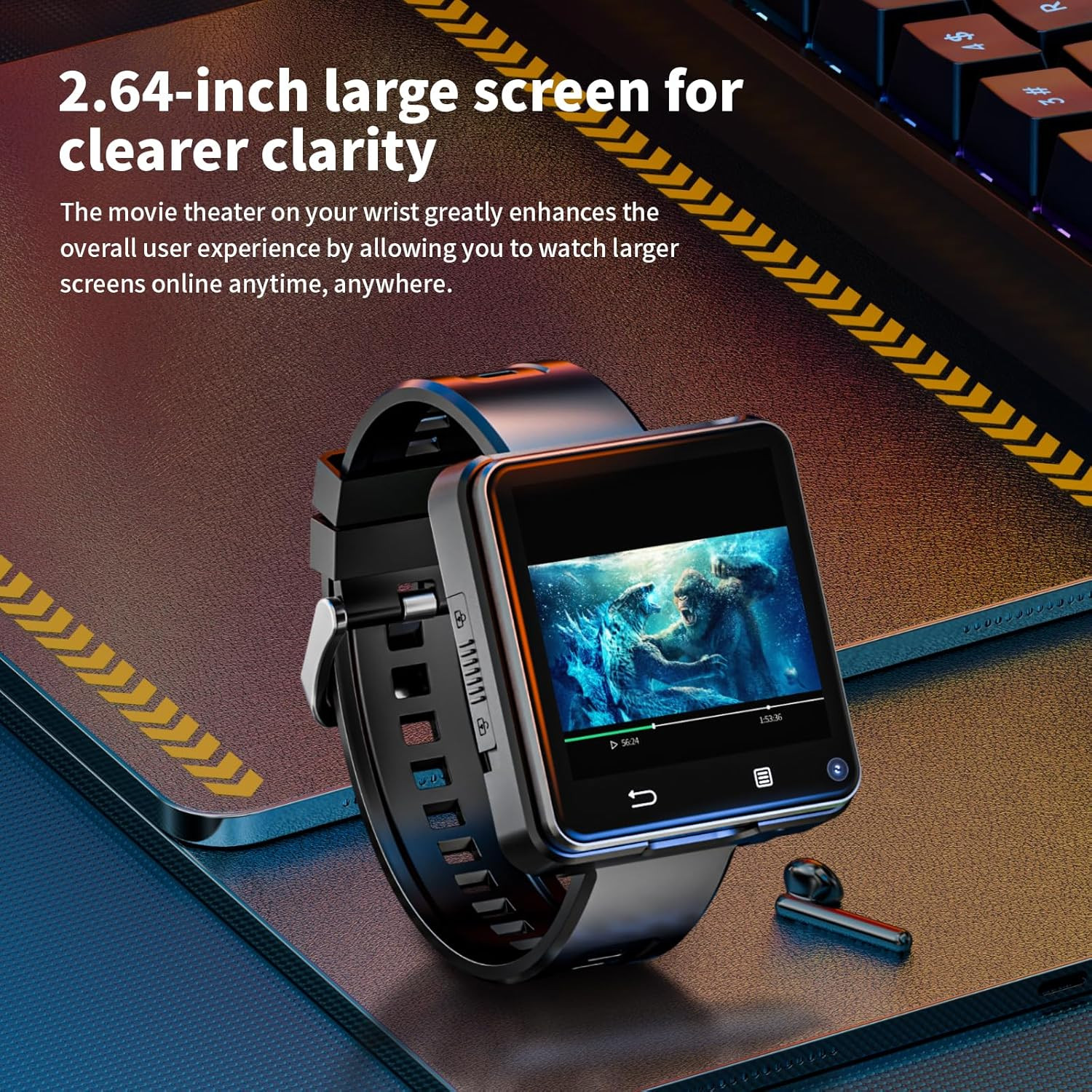 4G Smart Watch Phone Call, 4GB+64GB Android 11 CPU MTK6761 Smartwatch, 2.64″ Lar