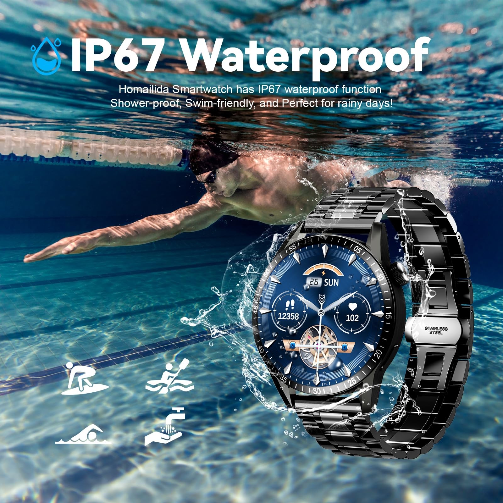 for Men, 1.39″ HD Display, 190+ Sports
