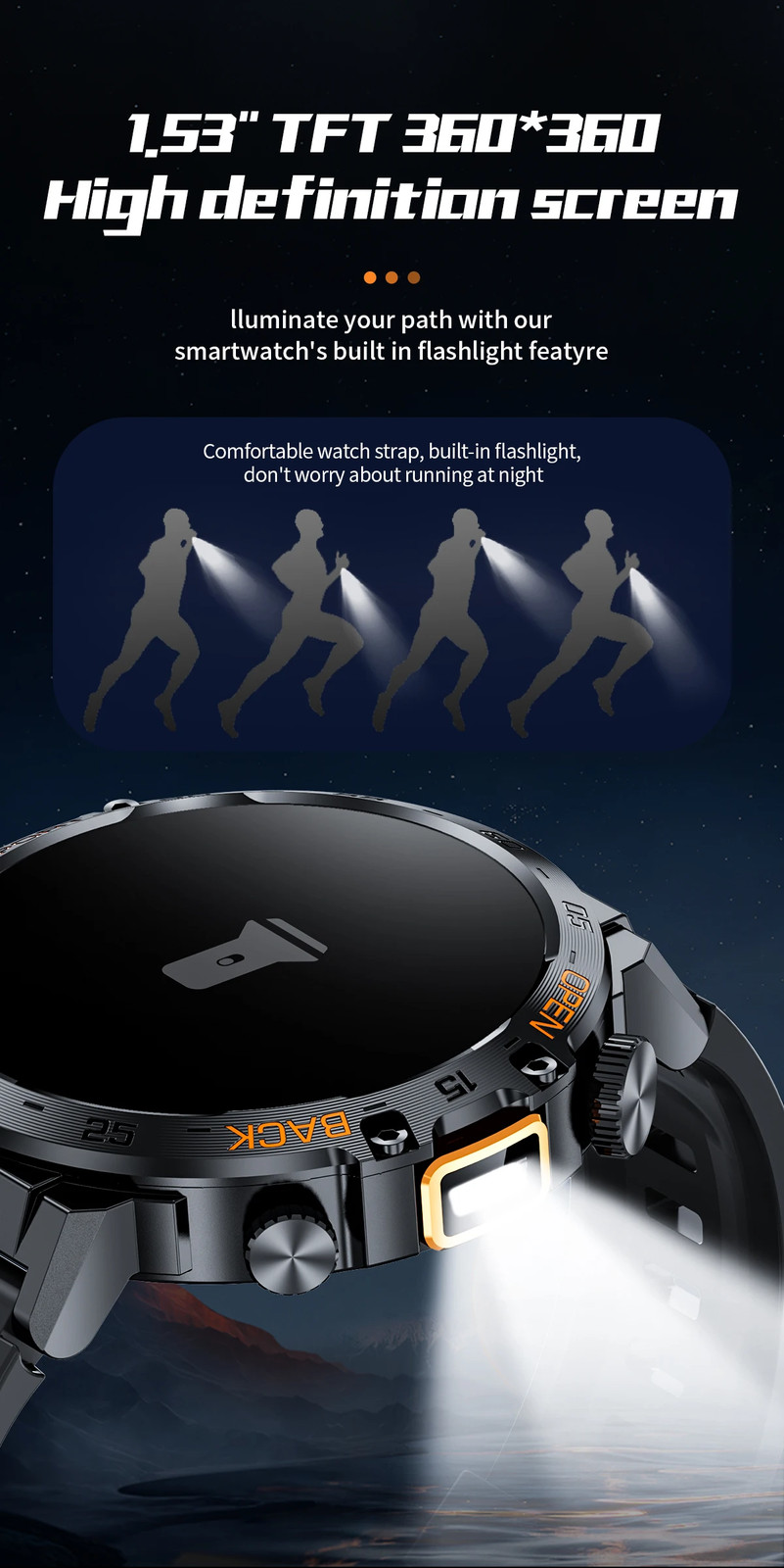 LIGE Smart Watch Men 360*360 AMOLED HD Screen Waterproof Sport Fitness Watches